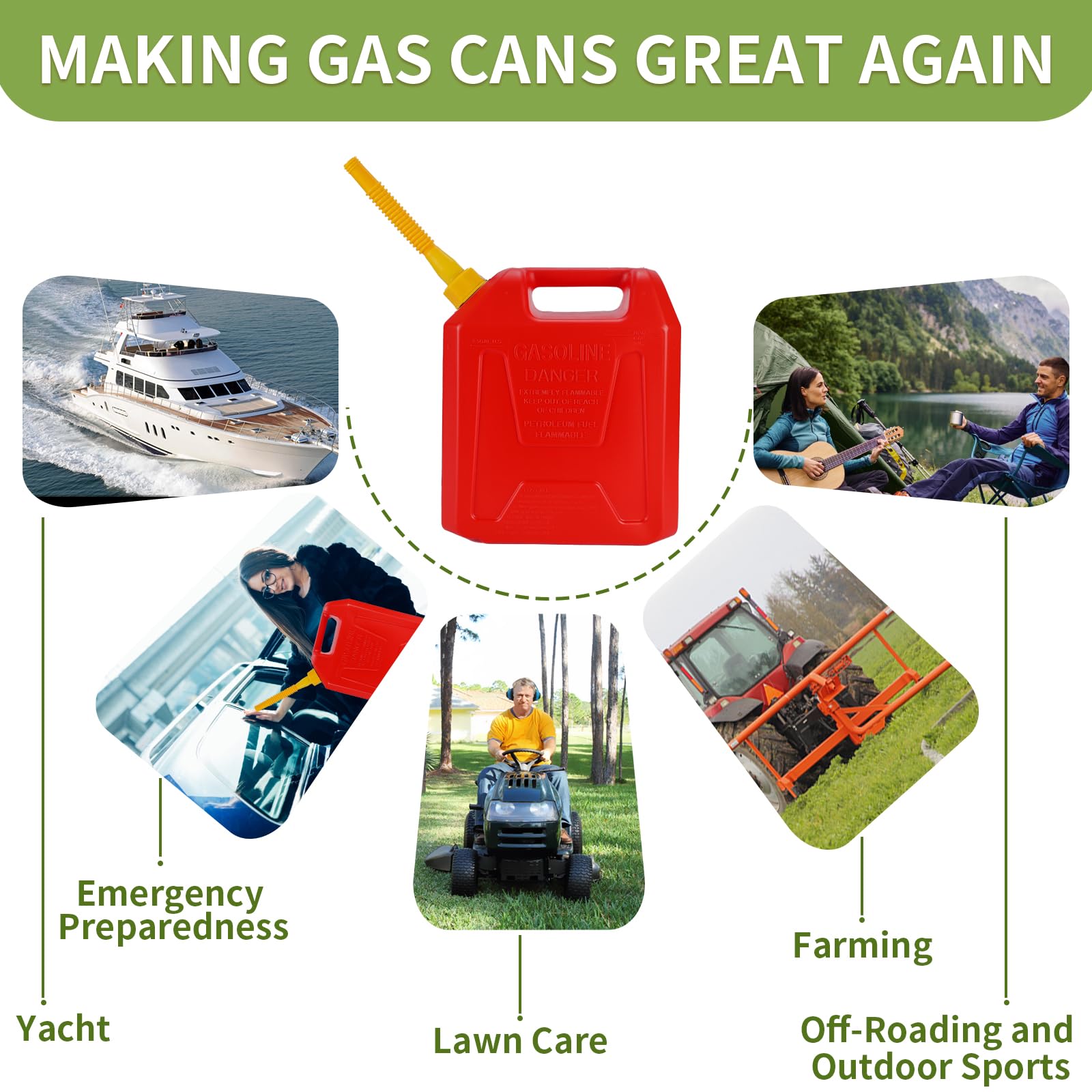 Gas Can Spout Replacement, Anti-Spill Gas Can Nozzle Replacement, 2-Kit Gas Can Spouts No Leaky, Upgraded Replacement Gas Can Sp