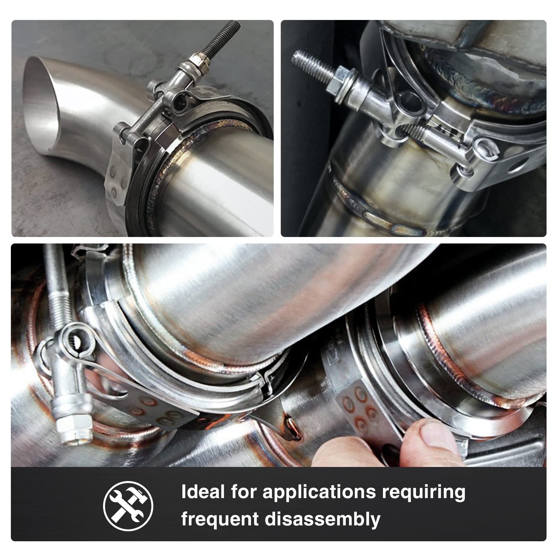 Evil Energy 3.0 Inch V Band Clamp With Flange Male Female Stainless Steel