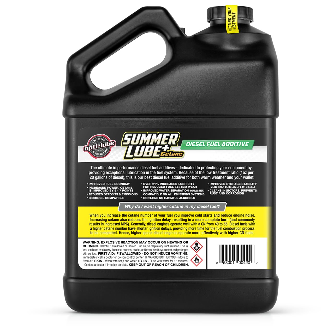 Opti-Lube Summer+ Cetane Formula Diesel Fuel Additive - 1 Gallon, Treats 2560 Gallons, Model 5864264220