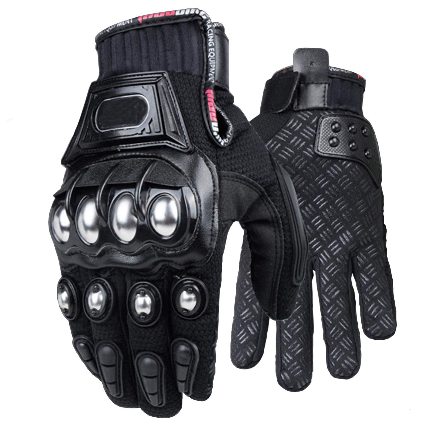 Steel Outdoor Knuckle Motorcycle Motorbike Powersports Safety Gloves (Xx-Large, Black)