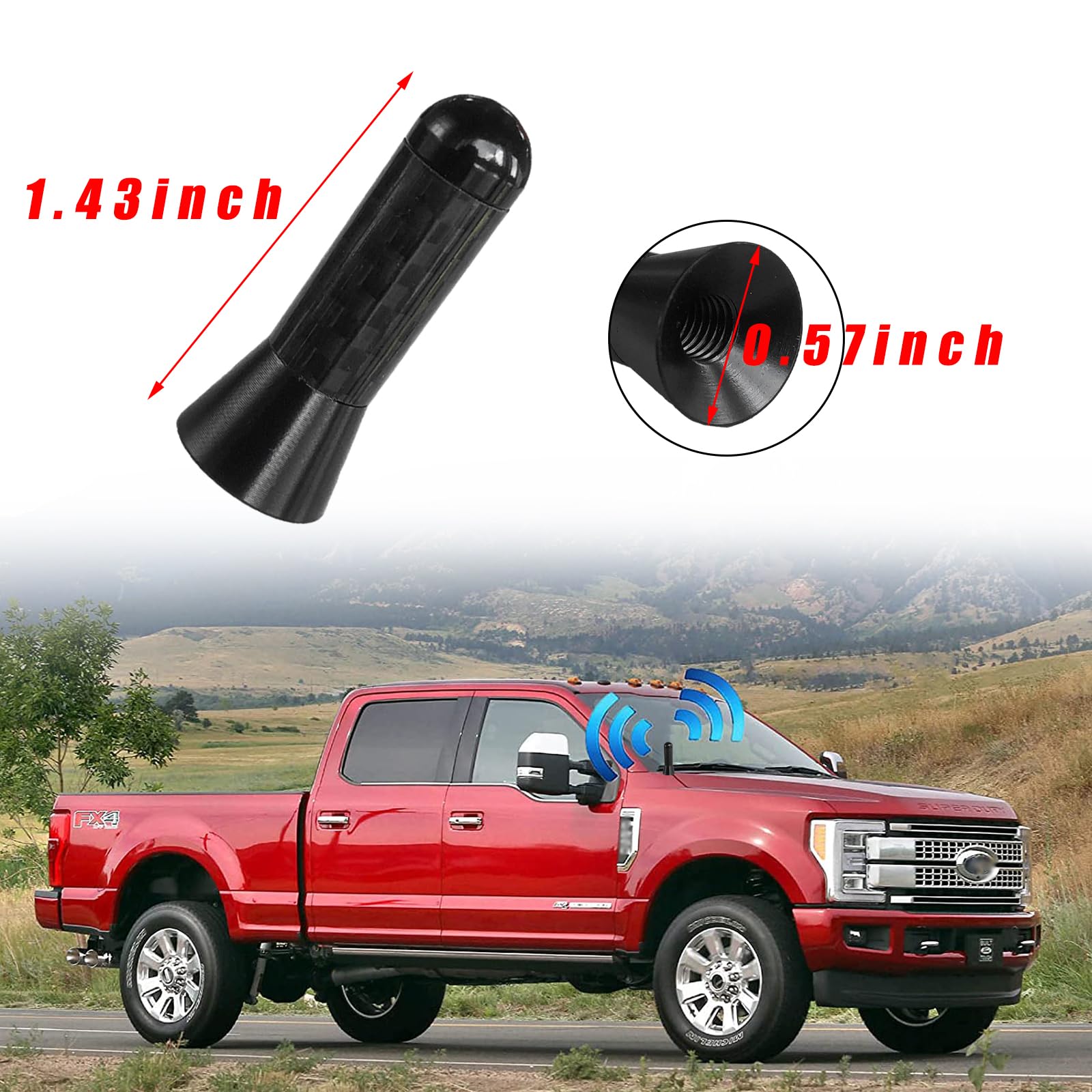 Augeny Car Short Antenna, 1.37'' Carbon Fiber Antenna Replacement With Aluminum Screw, Mini Aerial Auto Stubby Antenna, Universa