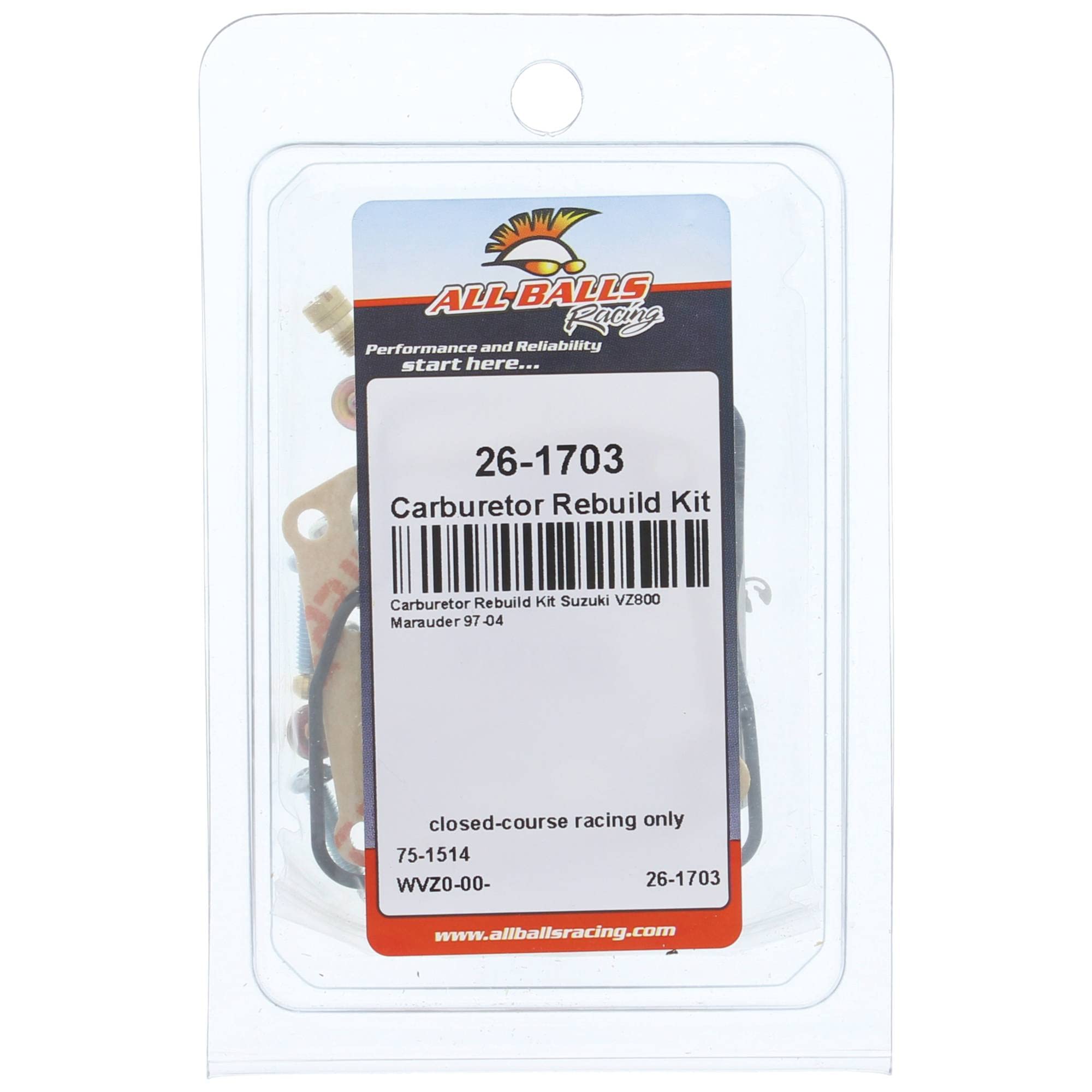 All Balls Racing Carburetor Rebuild Kit 26-1703 Compatible With/Replacement For Suzuki VZ800 Marauder 1997-2004