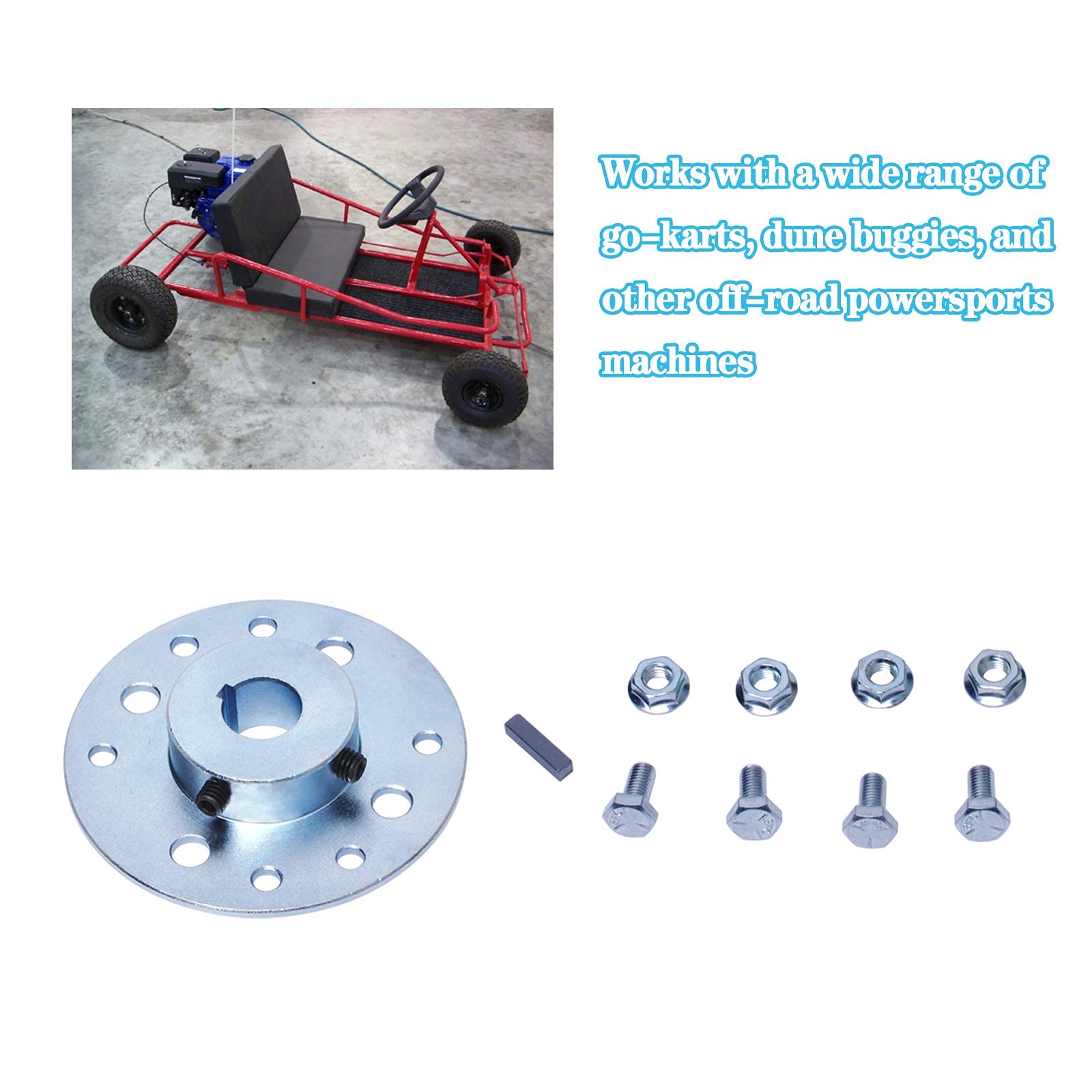 Gekufa Go Kart Sprocket Hub With 3/4' Bore & 3/16' Keyway Fit For Go-Karts And Mini Bikes, Sprocket And Drum Mounting Hub (Hardware Included)