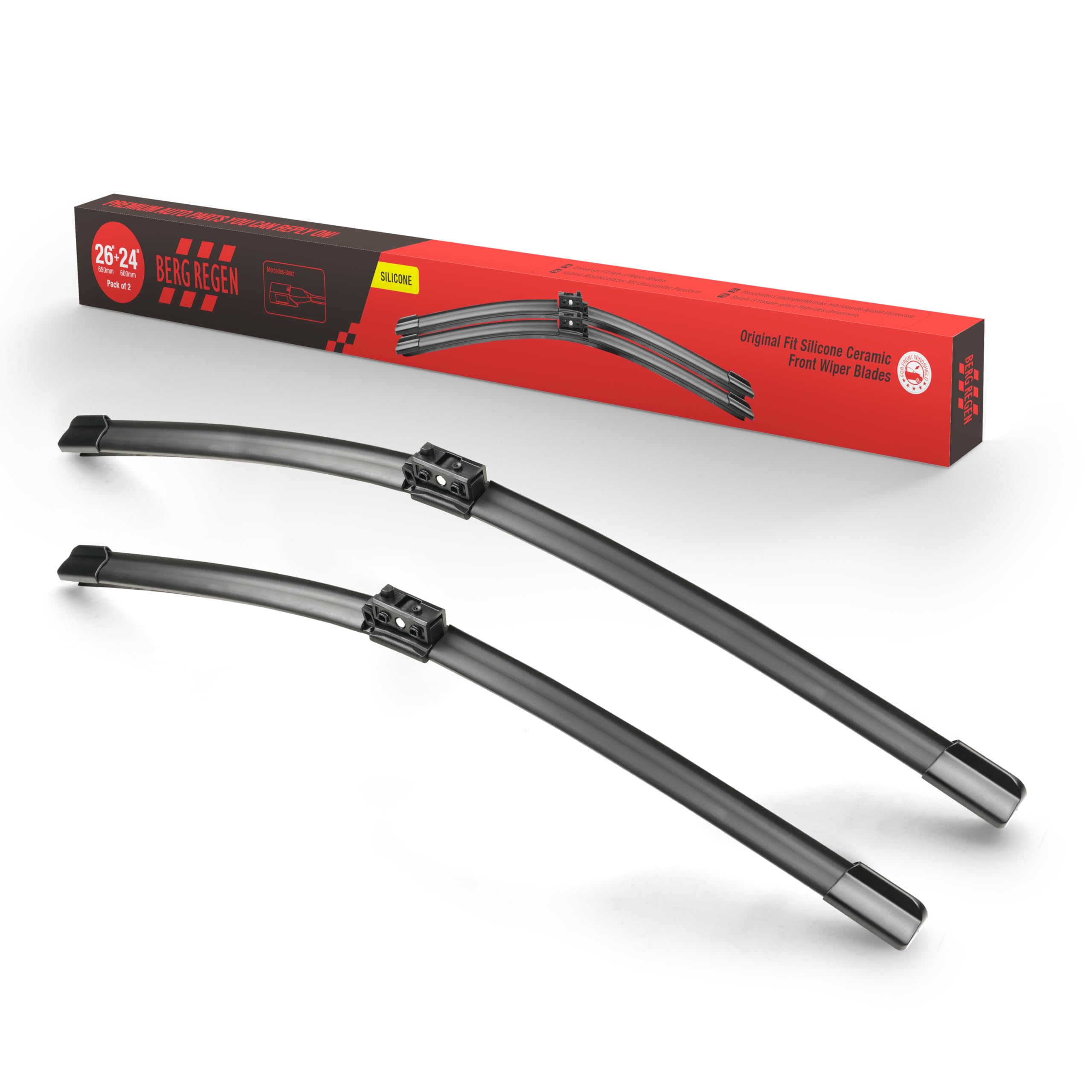 Berg Regen 26''+24'' Silicone Windshield Wiper Blades Set Replacement For Mercedes-Benz Sprinter 3500 2500 1500 2023 2022 2021 2