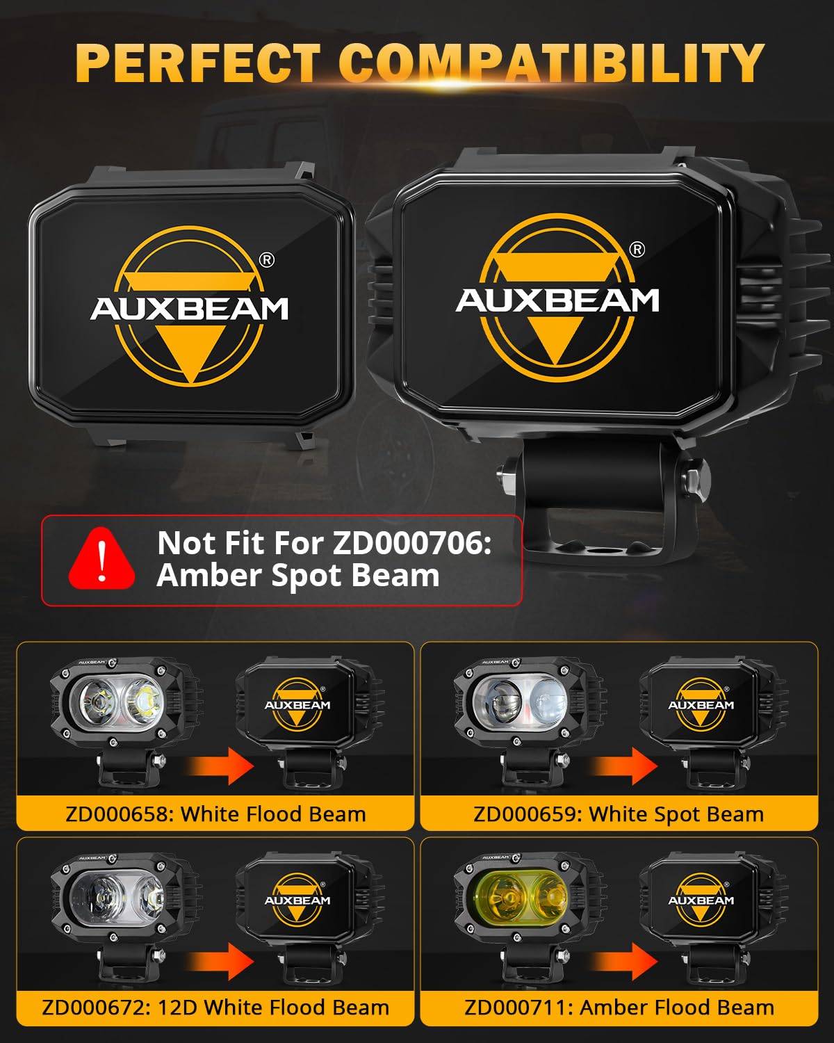 Auxebam 4 Inch Black Offroad Light Covers, 2Pcs Led Cube Pod Cover Waterproof Polycarbonate Protective Lens For Led Cube Lights