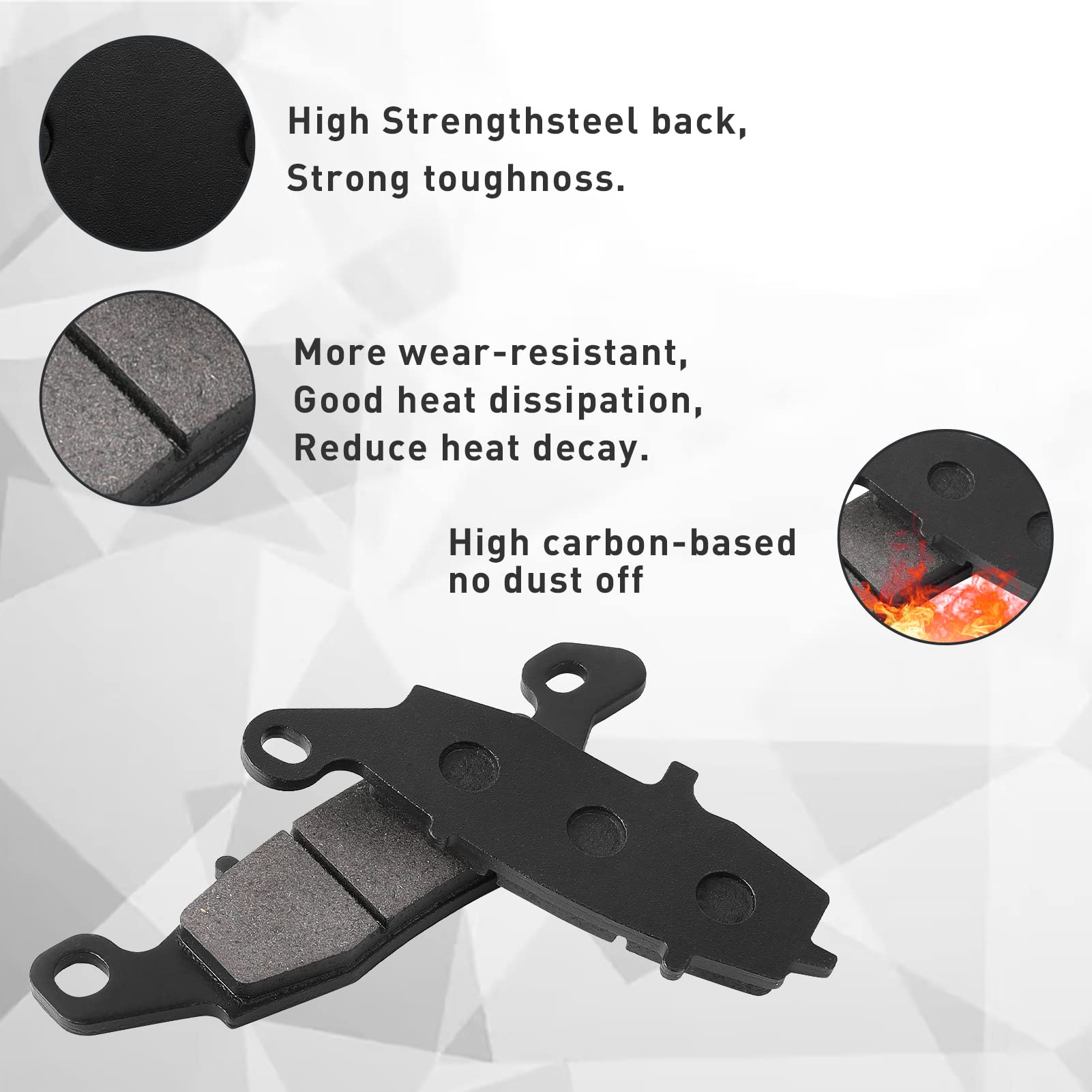 Sollon Front And Rear Brake Pads For Kawasaki Vn900 Vulcan Classic/Classic Lt 2006-2014, Vn900 Vulcan Custom 2007-2014, Vn1500 1