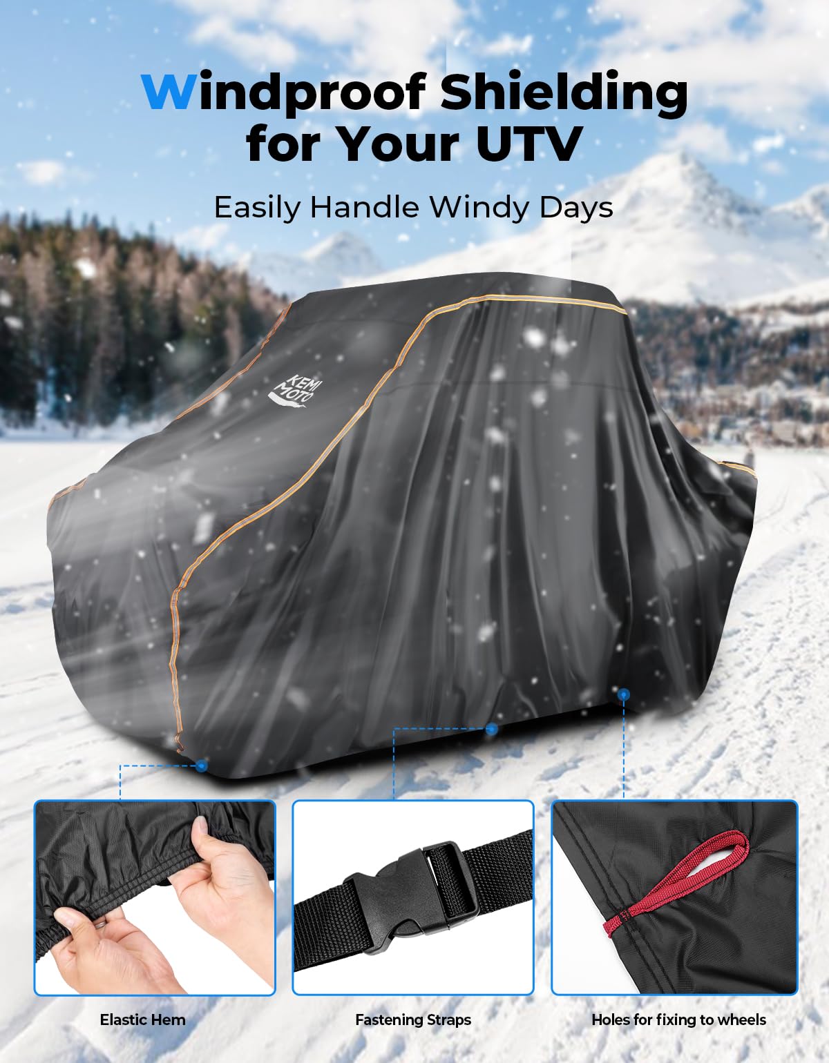 Kemimoto Utv Cover 2 Seater All-Weather Protection, Compatible With Polaris Rzr Ranger General/Teryx/Can-Am Maverick/Cfmoto Zfor