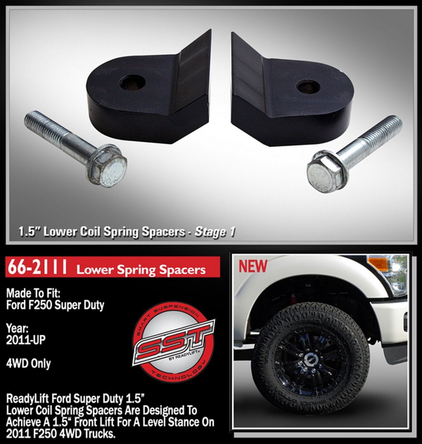 Readylift 66-2111 1.5 Stage 1 Suspension Leveling Lift Kit For Ford F250 Super Duty, Large