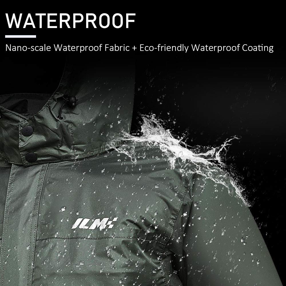 Ilm Motorcycle Rain Suit For Men Waterproof Resistant Raincoat 6 Pockets 2 Pieces Packable Rainwear Jacket And Pants Model Rs02