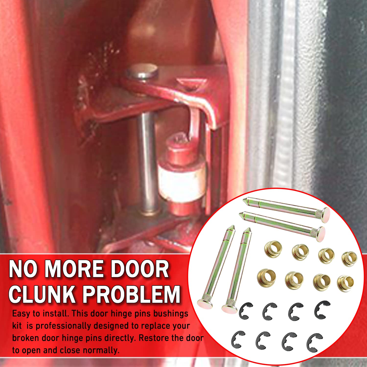 Door Hinge Pins Bushings Kit Compatible With Ford F150 F250 F350 Bronco F100 Door Hinge Roller Pin 4 Pins 2 Door