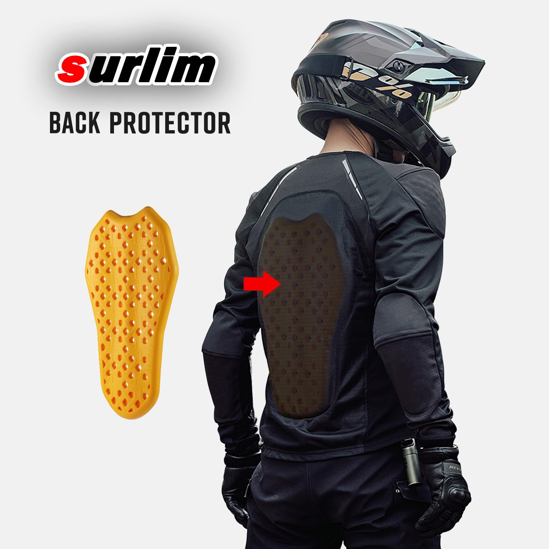 Surlim Ce Level 2 Motorcycle Armor Motorcycle Back Protector Ce Back Armor For Motorcycle Jackets Inserts Pads (Back)