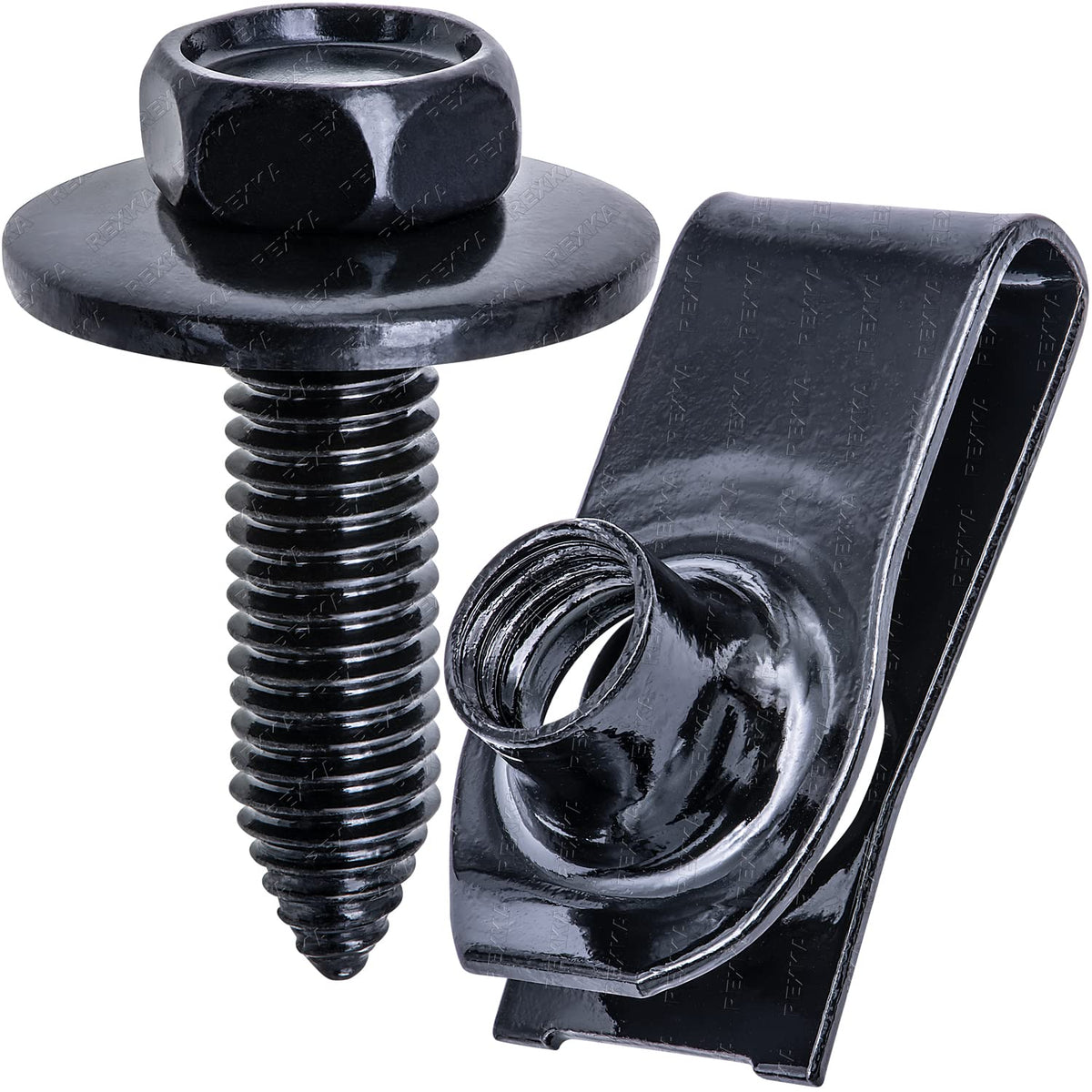 Rexka 15 Sets M8-1.25 Extruded U Nut & Body Bolts Screw Kits For Gm Ford Chevy Buick Gmc Cadillac Hummer Oldsmobile Pontiac Saturn Cars Trucks