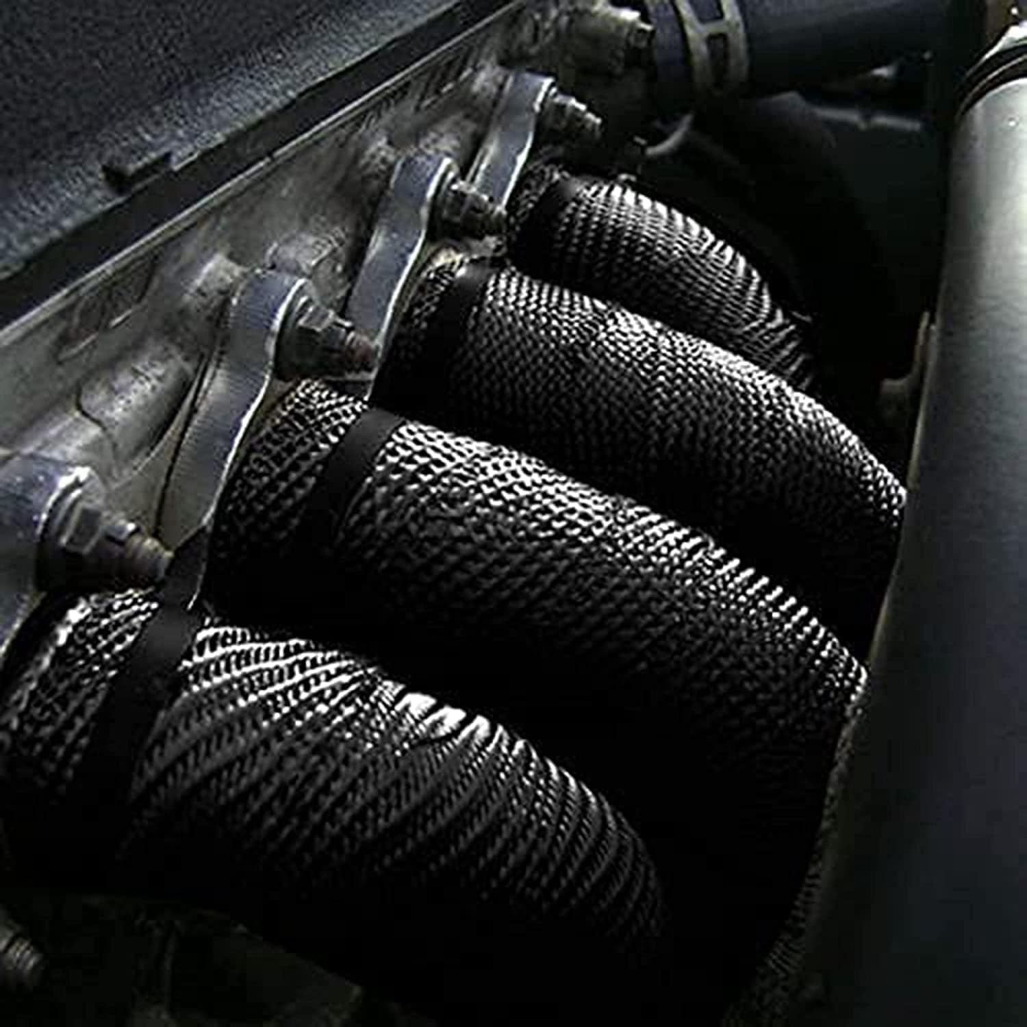 Deecam Exhaust Heat Wrap, 2'' X 16.5' Black Fiberglass Header Wrap Roll For Motorcycle Exhaust Pipe Heat Shield Muffler Tape Wit