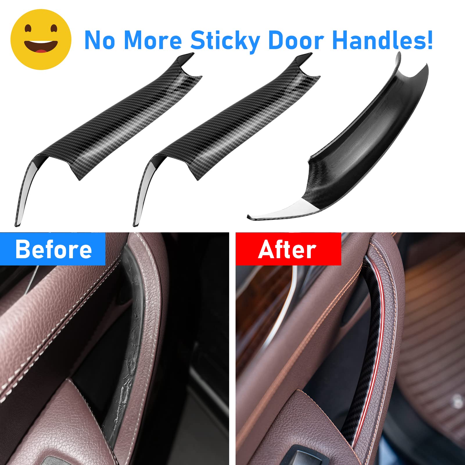 Jaronx Compatible With Bmw X3/X4 Door Handle Covers, 3Pcs Left/Right Interior Door Pull Handle Covers For Bmw X3 F25 2010-2016, X4 F26 2014-2017 (Carbon Fiber Pattern)