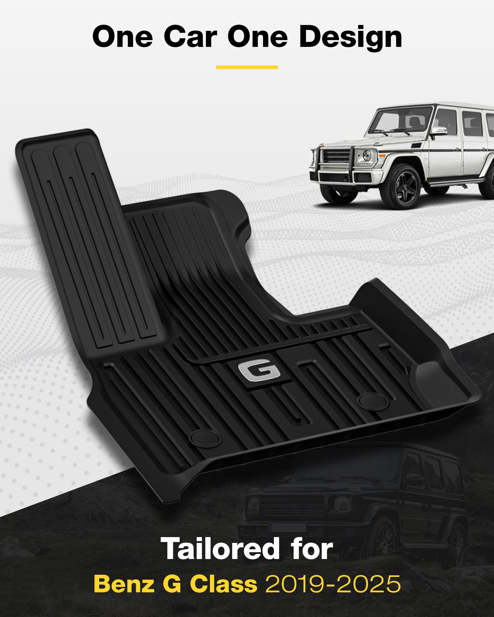 3W Floor Mats&Cargo Liner Fit For 2019-2024 2025 Mercedes-Benz G Class/G500/G550/Amg G63 Suv Tpe All Weather Custom Fit Floor Li