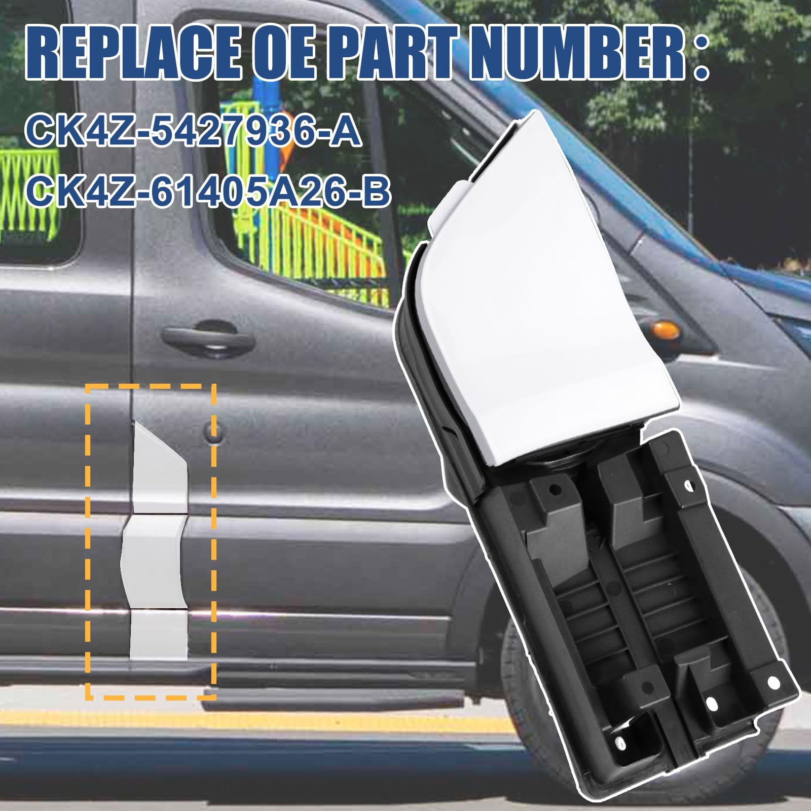 YZQPNB Fuel Filler Door Housing Pocket Hinge w/White Cover Compatible with 2015-2023 Ford Transit Van 150 250 350 Gasoline Engin