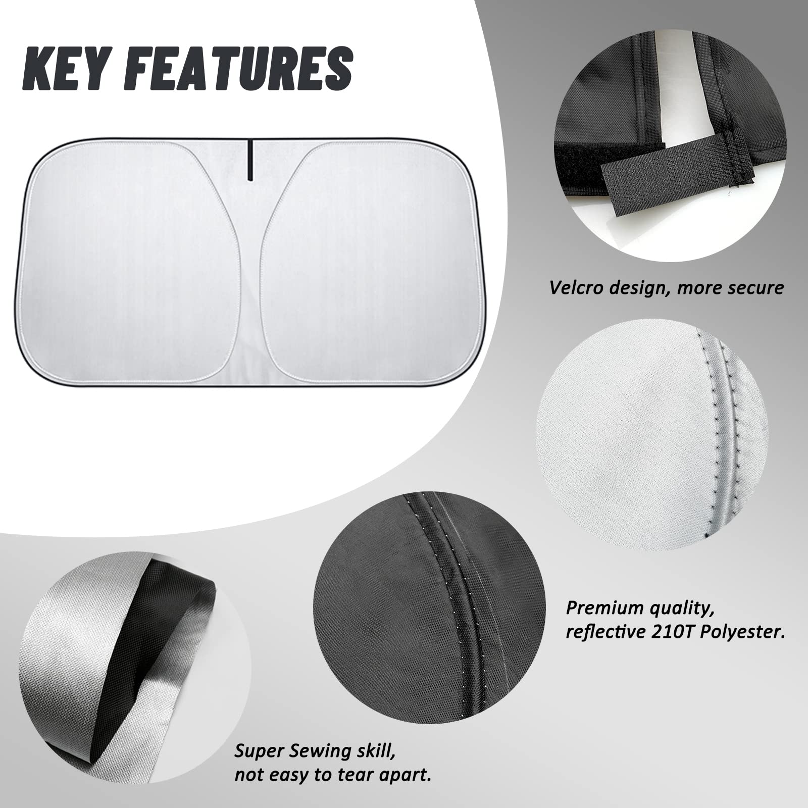 D-Lumina Windshield Sun Shade For Jee-P Grand Cherokee 2011-2021 Accessories (Not For Grand Cherokee L), Front Window Sunshade S