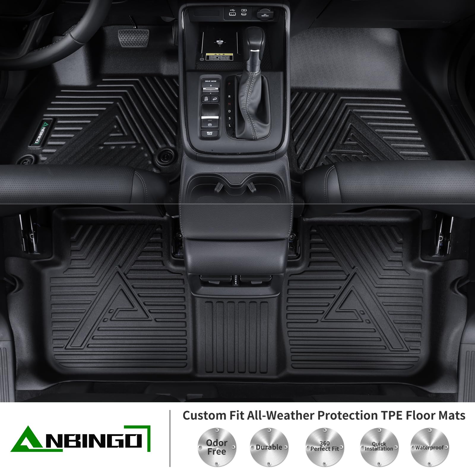 Anbingo® Floor Mats & Cargo Liner Set Fit For 2023 2024 2025 Mazda Cx-50 All Weather Protection Tpe Anti-Slip Automotive Floor Liners, Fits 1St & 2Nd Row Full Set Custom Accessories, Black