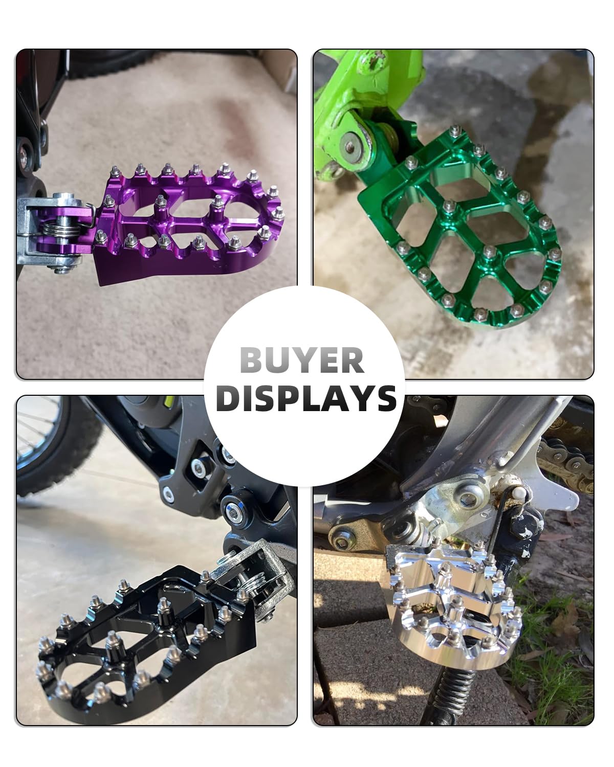 Jfg Racing Dirt Bike Foot Pegs With Springs,7075 Aluminum Cnc Footpegs Pedals Rests For Surron Light Bee X And S/E Ride Pro Ss/Crf150F Crf230F 03-19/X160/X260-Metallic