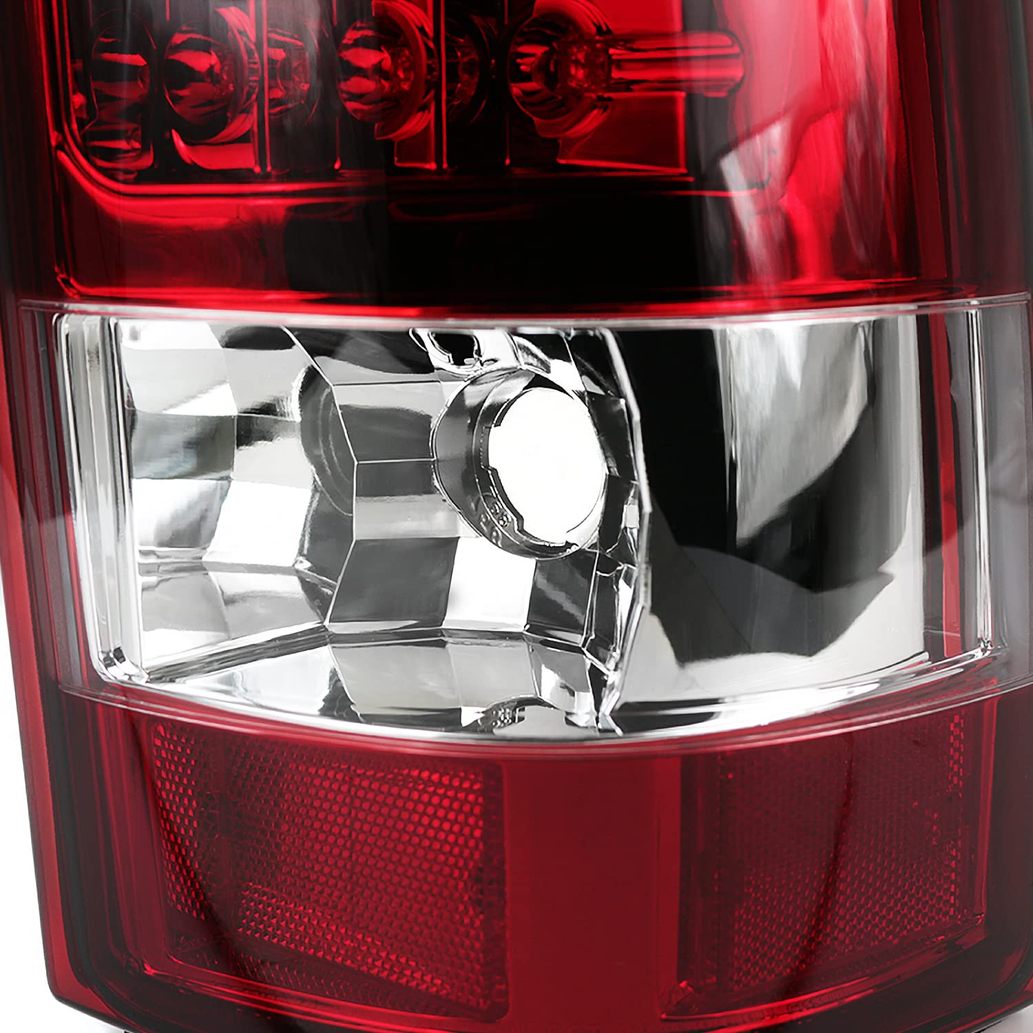 Spec-D Tuning Red Clear Lens LED Tail Lights Compatible with 1999-2002 Chevy Silverado 1500/1500HD/2500/2500HD, Sierra Models Left + Right Pair Assembly