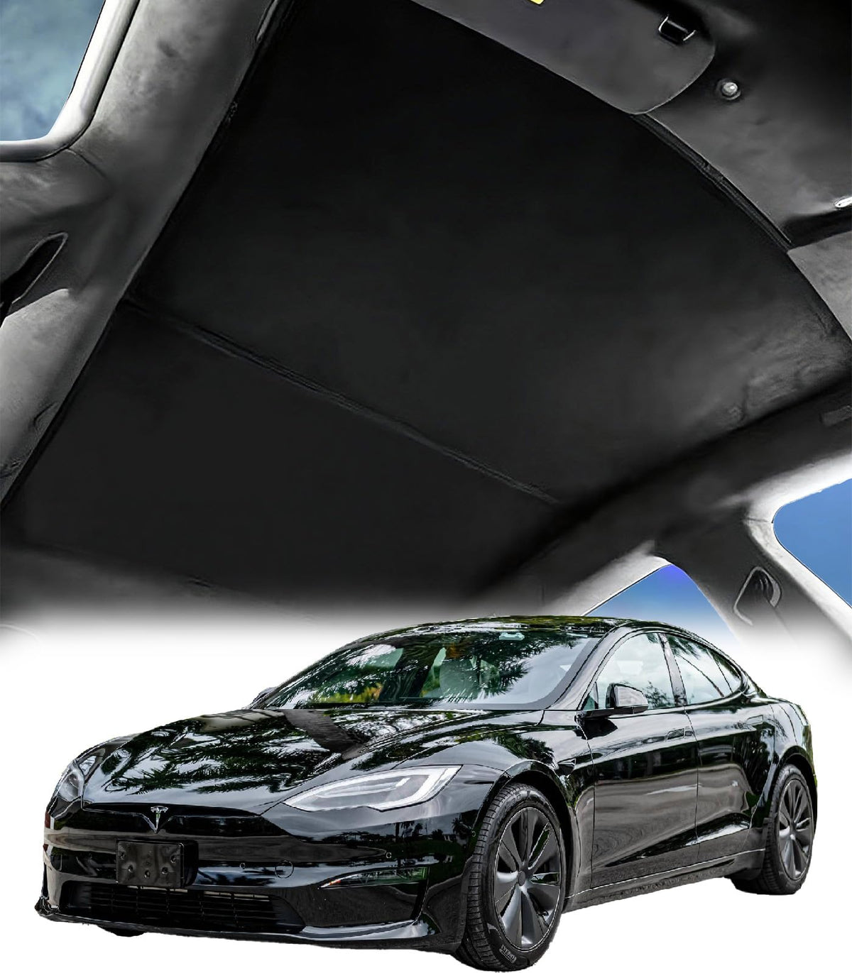 Roof Sunshade Compatible with Tesla Model S 2019-2022 Interior Accessories,Premium Soft Suede Sunroof Sun Shade, No Sag Foldable