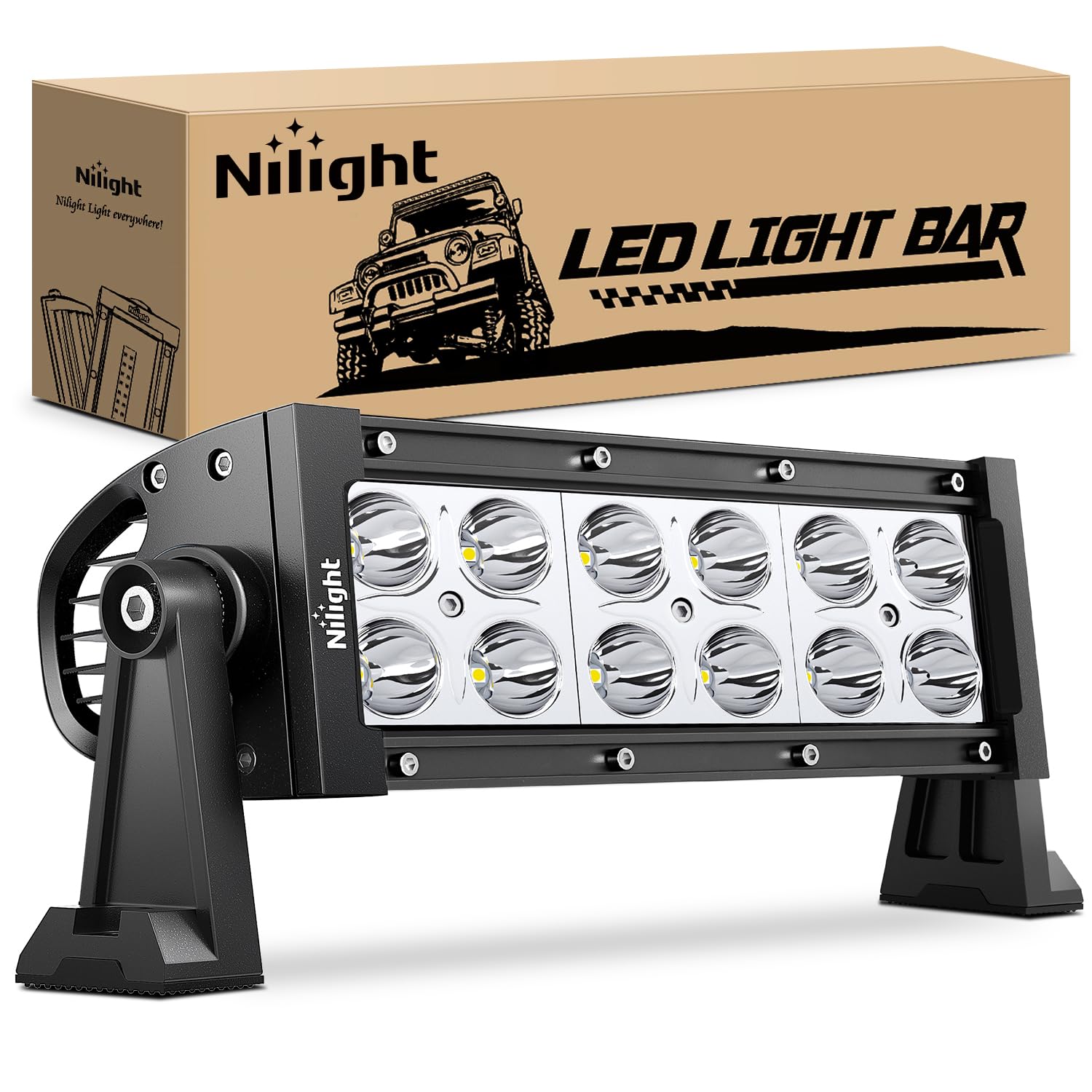 Nilight - 10001S-A 36W Led Light Bar Spot Led Lights Led Bar Driving Fog Lights Jeep Off Road Lights, 2 Years Warranty