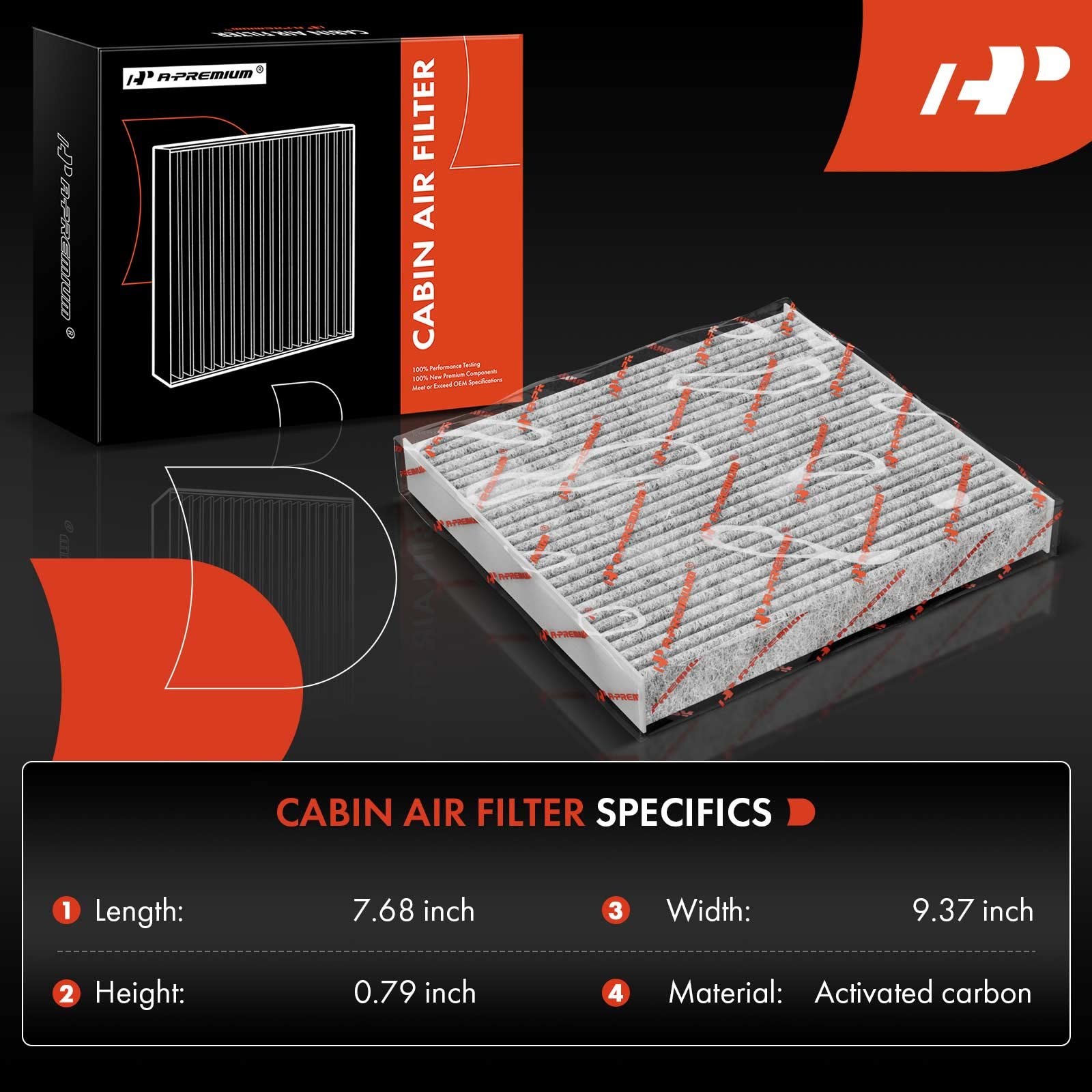 A-Premium Cabin Air Filter with Activated Carbon Compatible with Hyundai, Kia Models - Accent, Elantra, Elantra Coupe, Elantra G