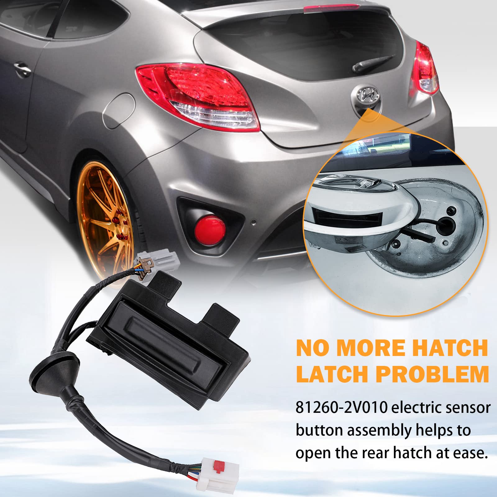 Veloster Trunk Button For 2012-2017 Hyundai Veloster Rear Hatch Lock Release Switch Trunk Latch Button Replace # 81260-2V010, 81