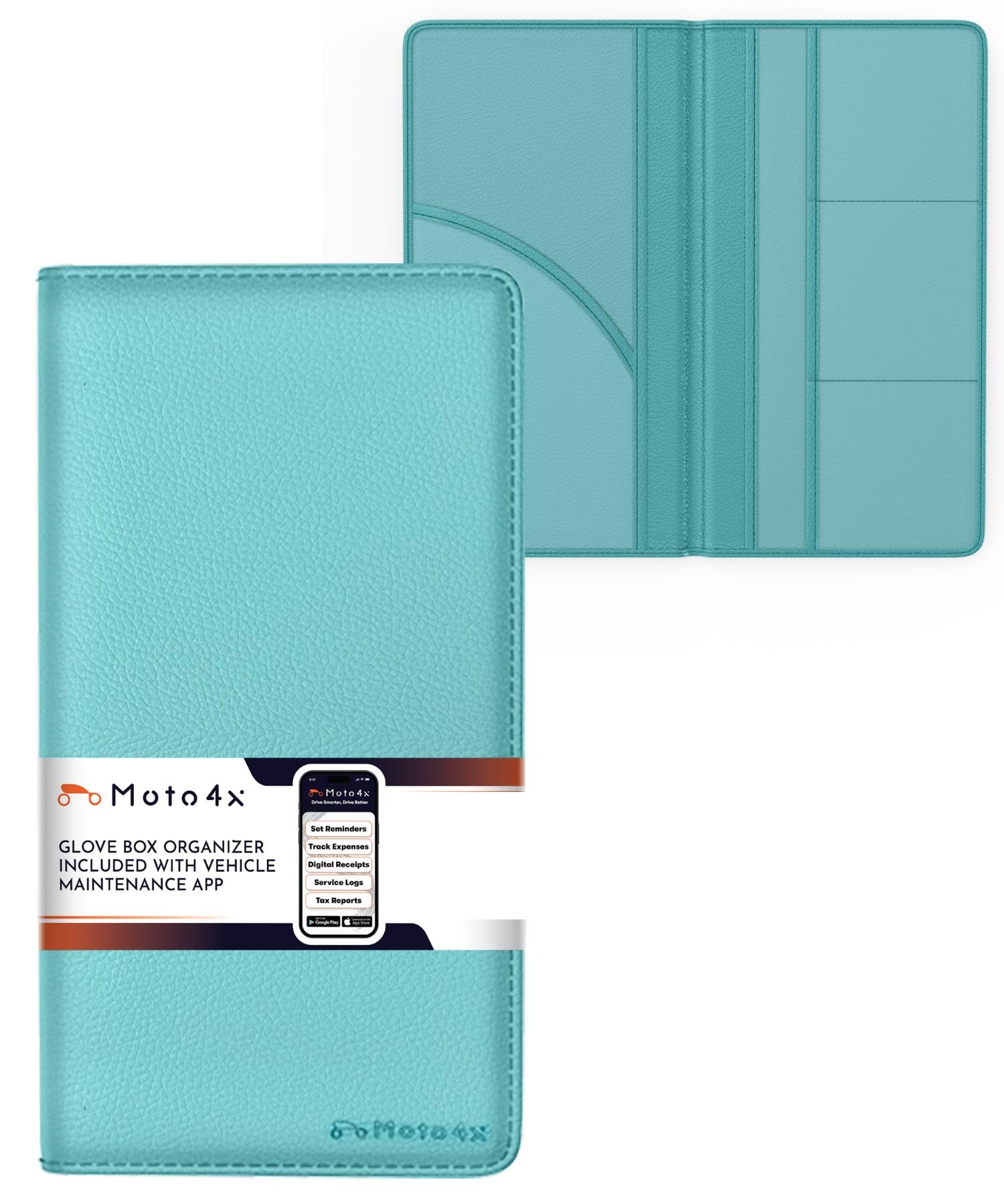 Moto4X Car Registration And Insurance Card Holder, Premium Pu Leather Glove Box Organizer For Licence, Cards & Essential Documen