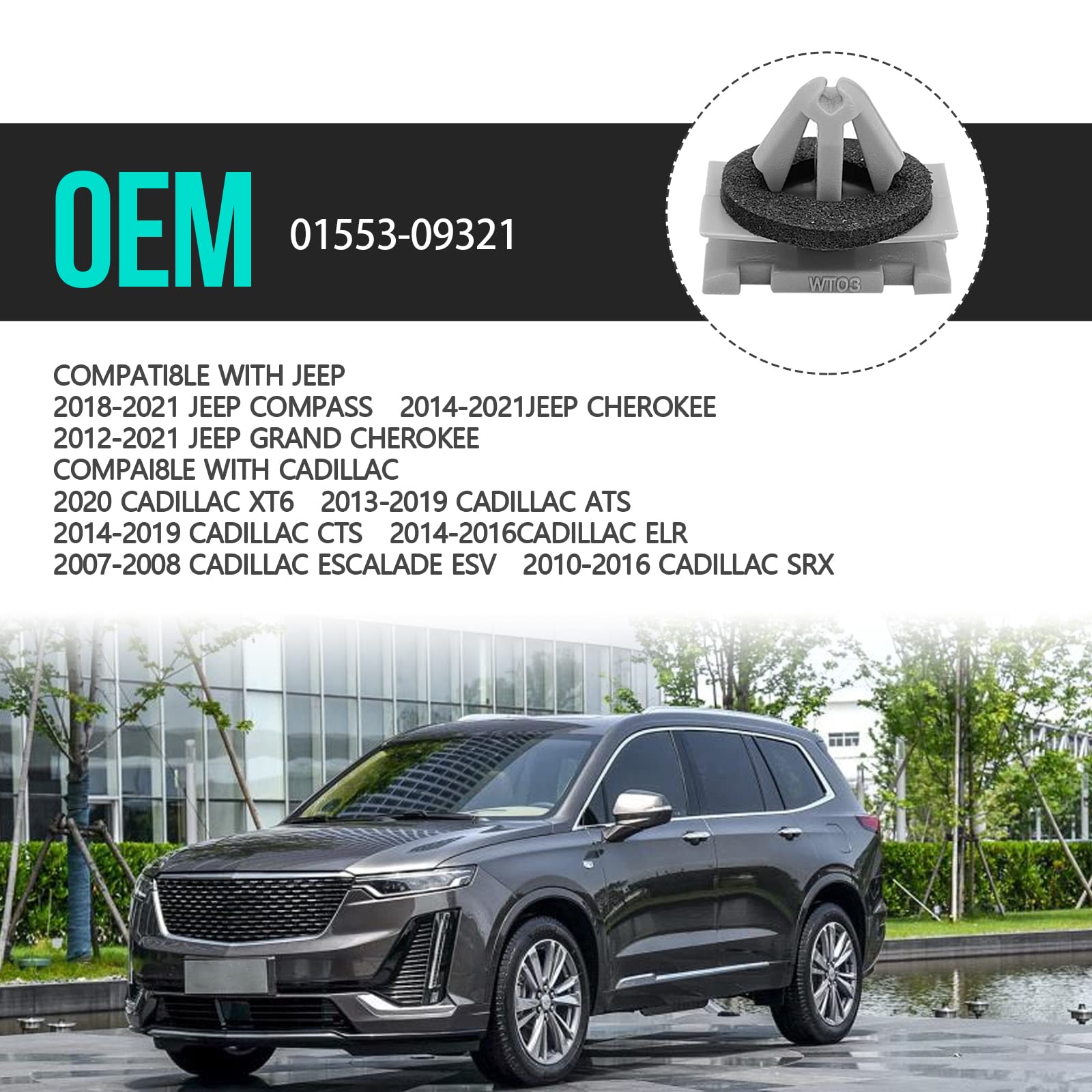 20Pcs Rocker Moulding Clip & Fender Exterior Trim Clips Compatible with Jeep Grand Cherokee Compass 68172491AA 68271803AA 683956