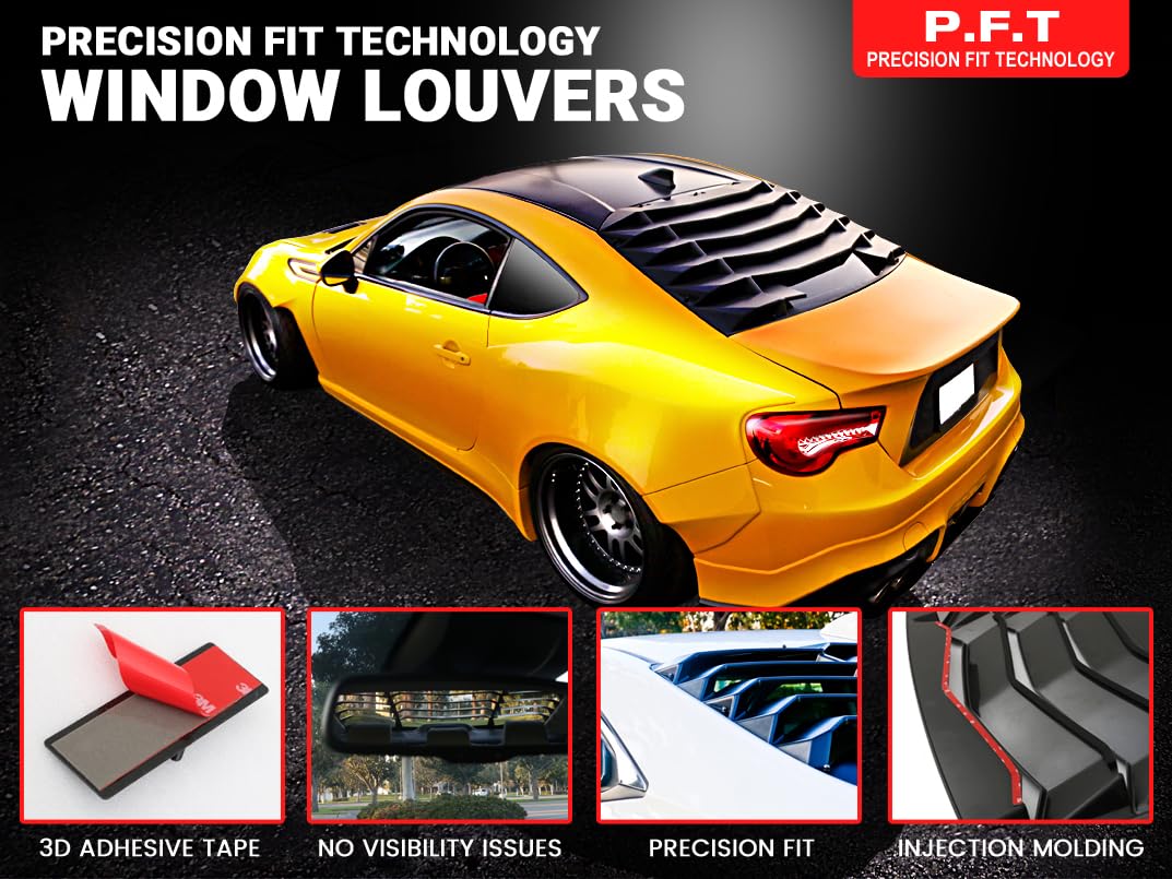 IKON MOTORSPORTS Window Louver Compatible with 2013-2016 Scion FR-S/2013-2020 Subaru BRZ/2017-2020 Toyota 86, Black Rain Sun Guard Wind Deflector