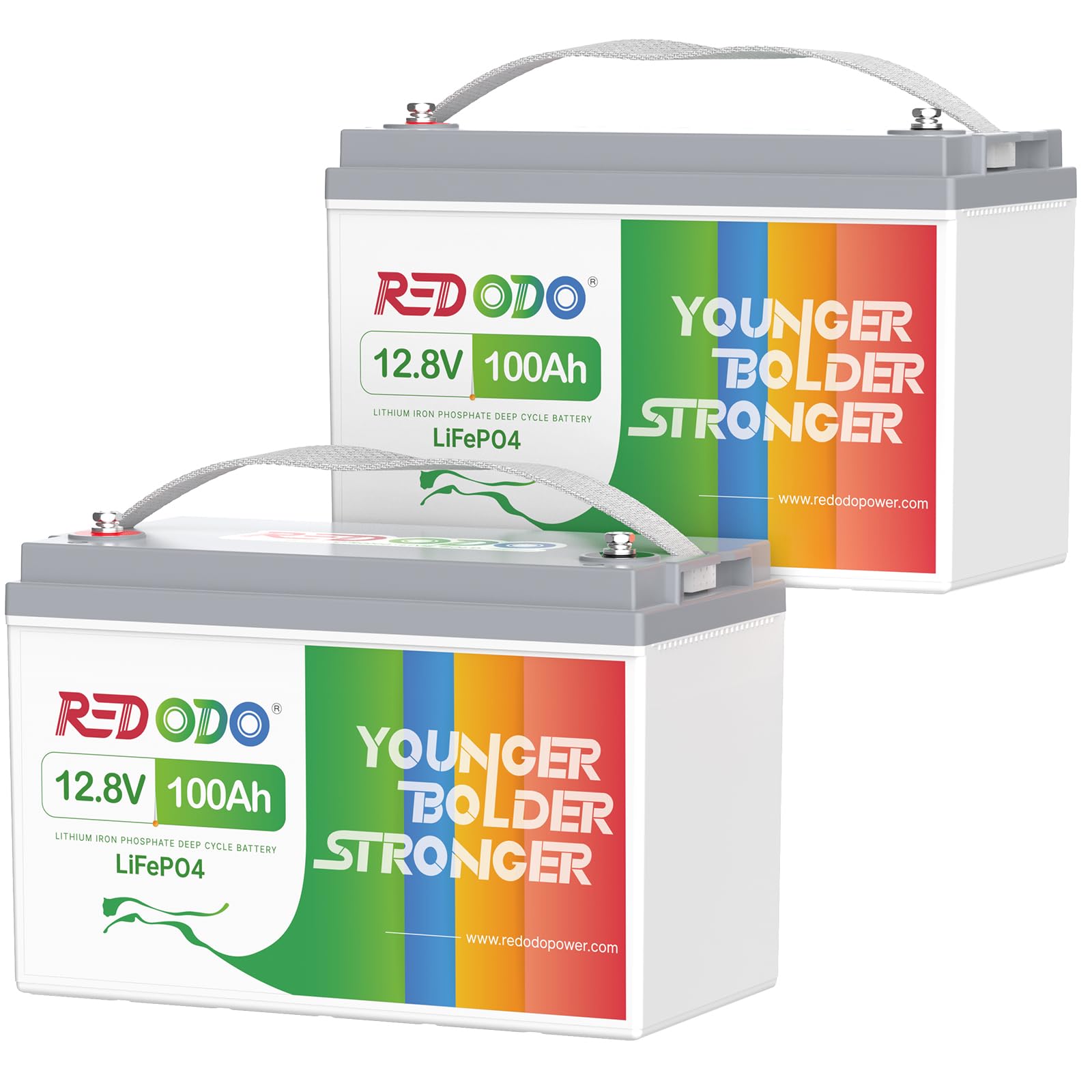 Redodo 2 Pack 12V 100Ah Lifepo4 Battery, Deep Cycle Battery With 100A Bms, Group 31 Lithium Battery With 10 Years Lifetime, 4000-15000 Cycles, Perfect For Rv, Solar Home, Trolling Motor, Off Grid