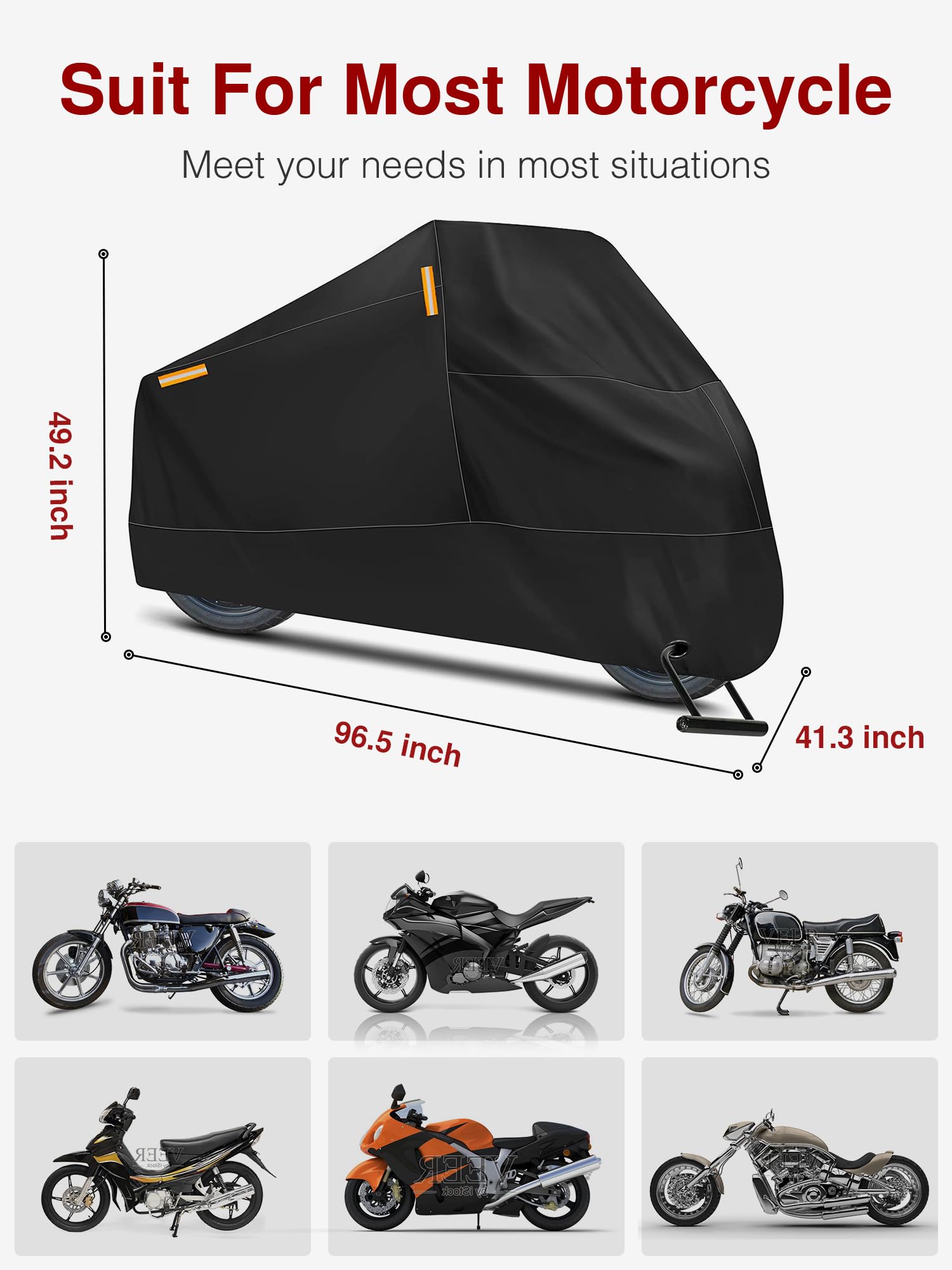 Puroma Motorcycle Cover, 97'' Xx-Large Heavy Duty Motorcycle Cover Waterproof Outdoor Indoor Scooter Shelter Protection With 4 R