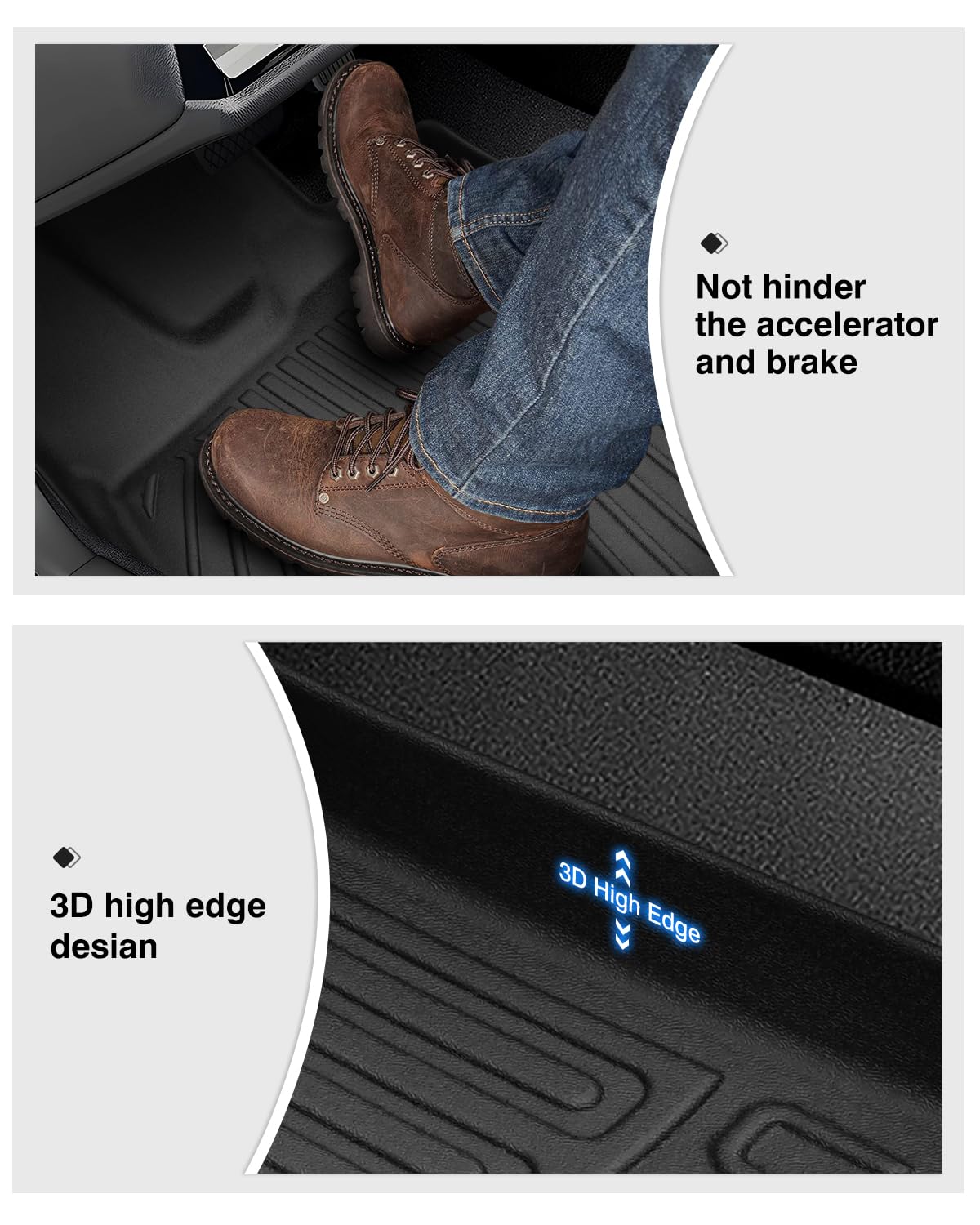 Powerty Floor Mats For 2023 2024 2025 Honda Pilot Accessories All Weather Floor Liner 3D Tpe 3 Row Floor Mat Heavy-Duty Floor Li