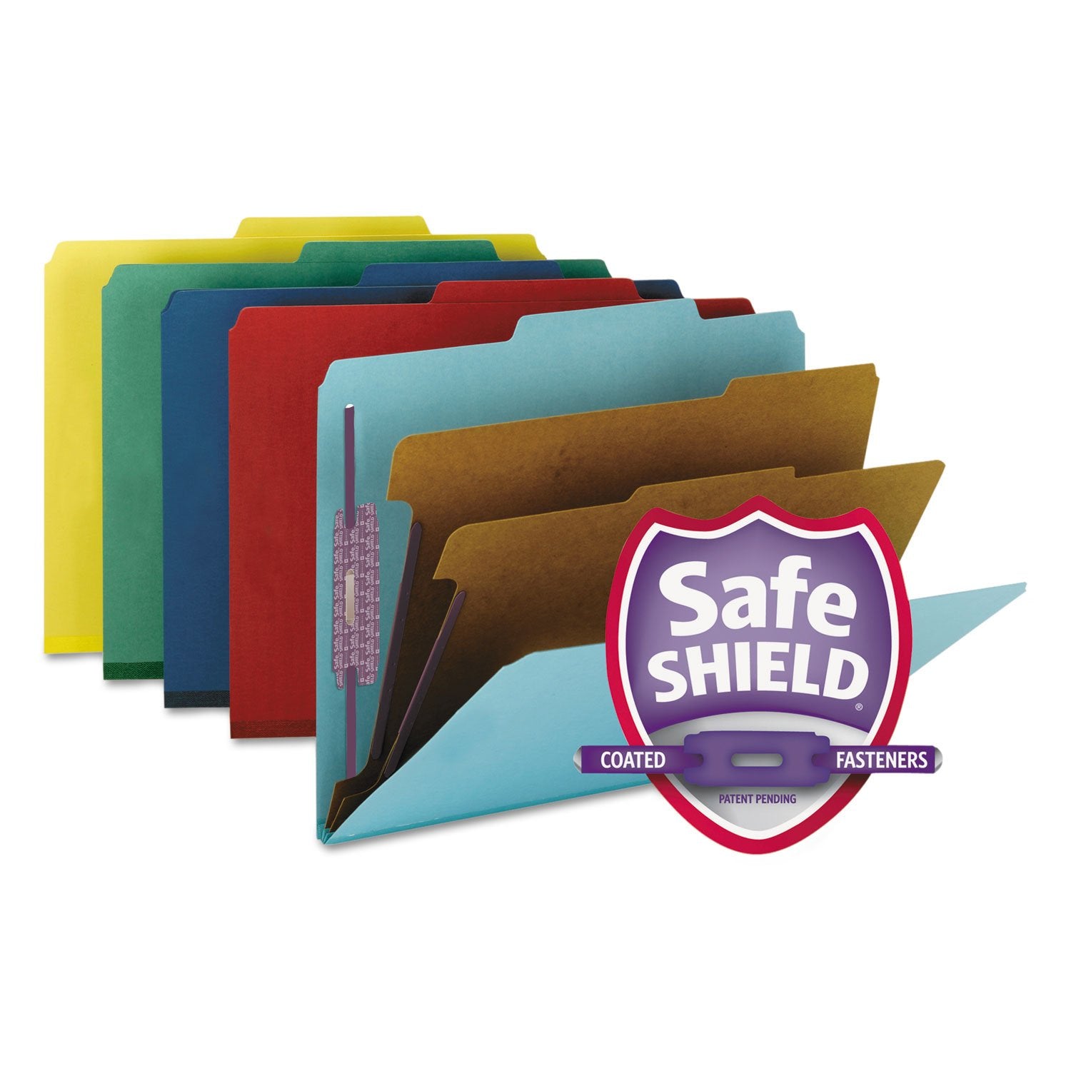 Smead Pressboard Classification File Folder With Safeshield Fasteners, 2 Dividers, 2'' Expansion, Letter Size, Assorted Colors, 