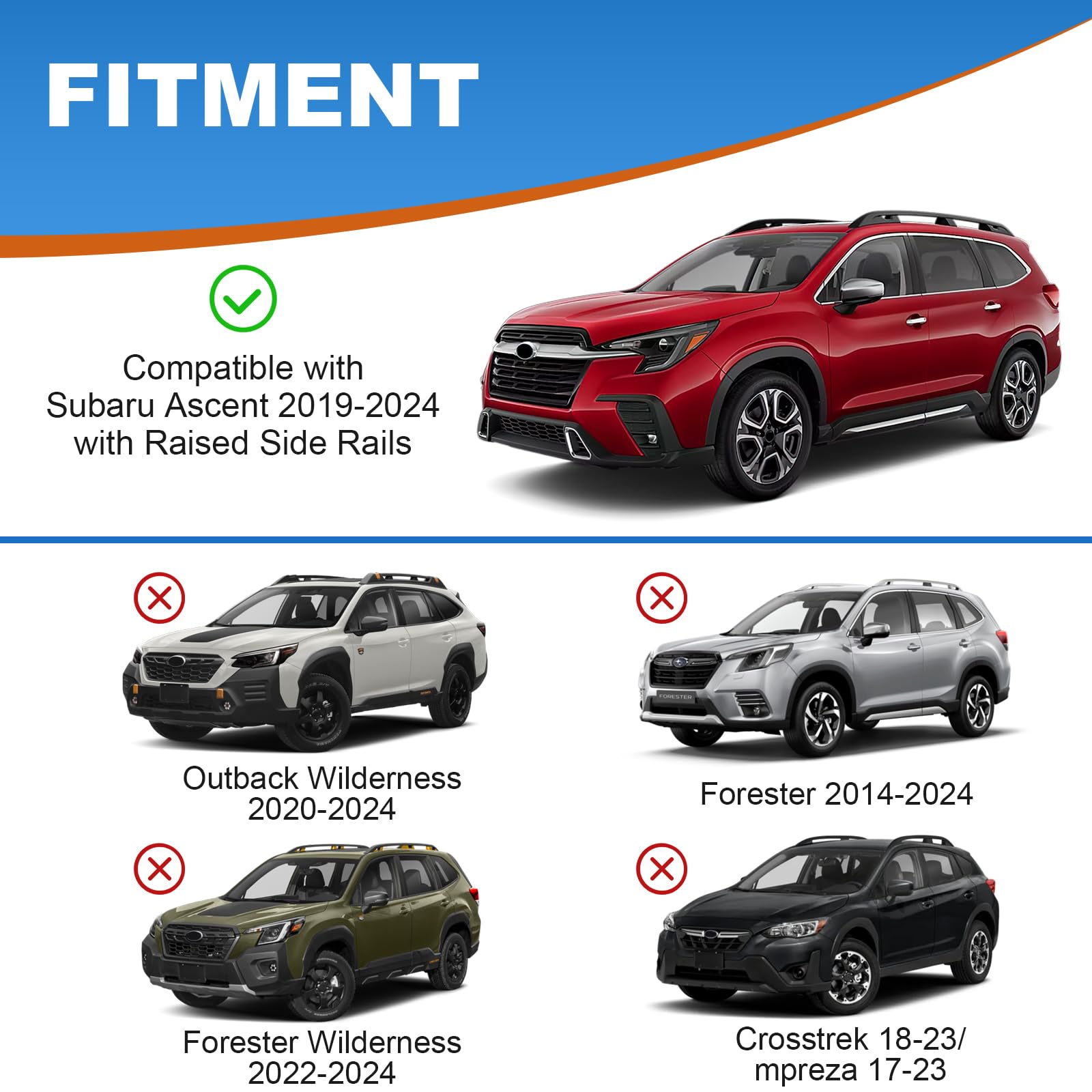 Fengyu Roof Rack Cross Bars 220Lb Compatible With Subaru Ascent 2019-2025 Heavy Duty Lockable Aluminum Roof Rails Crossbars Carg