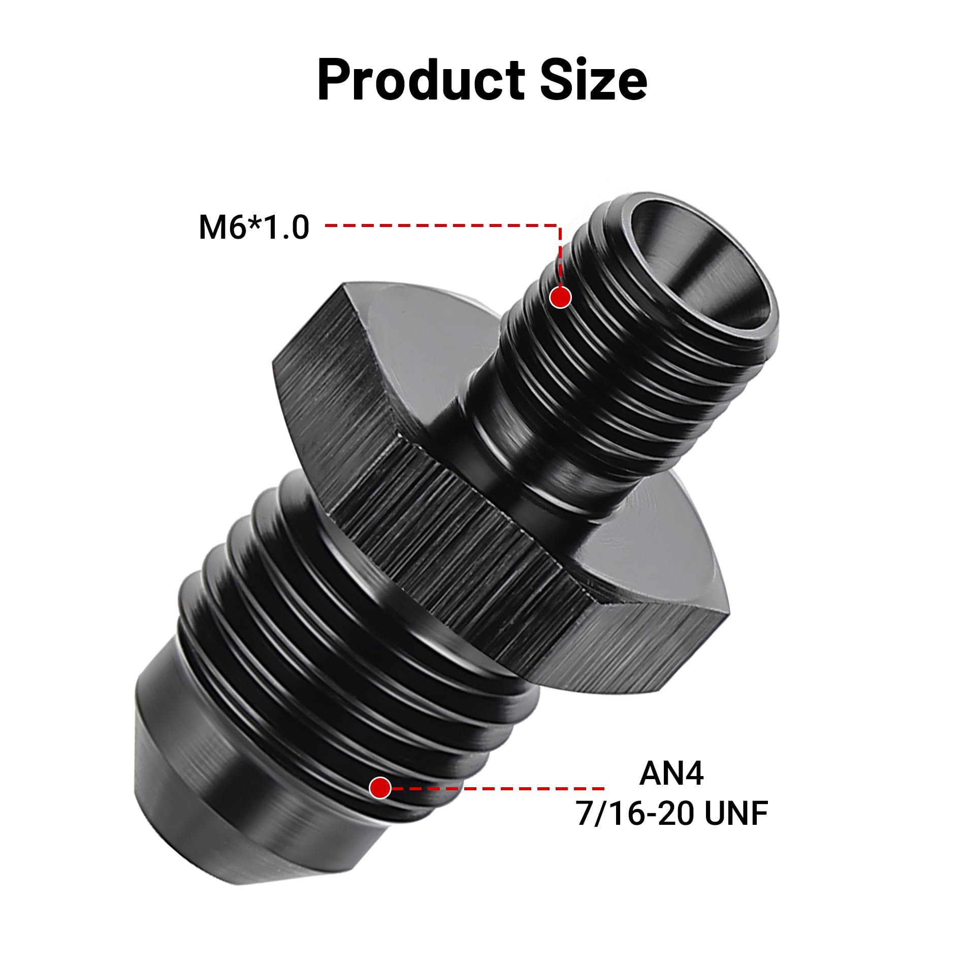 Evil Energy 4An Male Flare To M6 X 1.0Mm Male Metric Fitting Adapter Aluminium Alloy 2Pcs