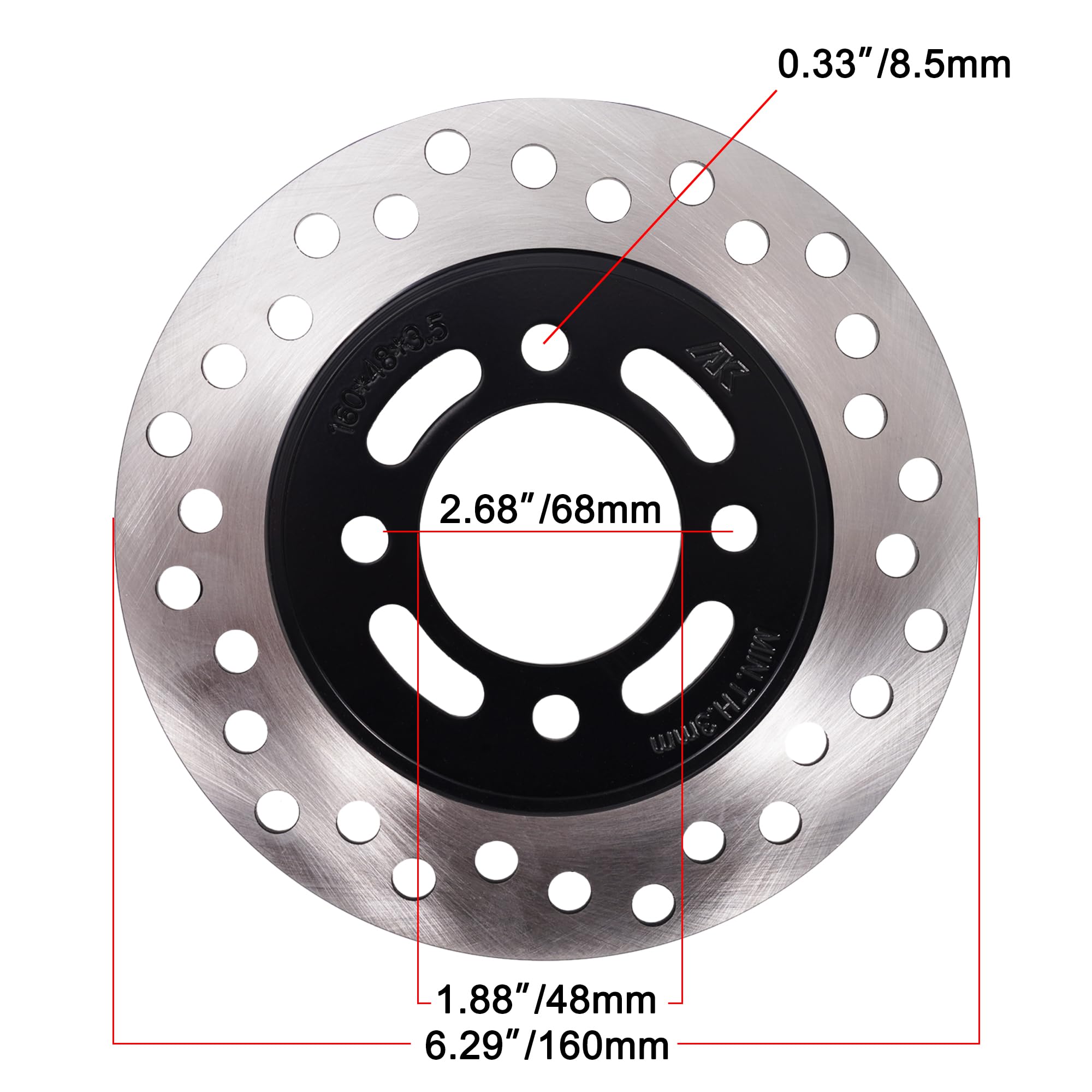 Rutu Brake Master Cylinder Caliper Left Hand Rear Mini Bike Brake Kit, 53' Brake Hose Brake Pads 160Mm Disc Brake, Compatible With Kazuma Roketa Bms Taotao 50Cc, 70Cc, 90Cc, 110Cc, 125Cc Atv, Black