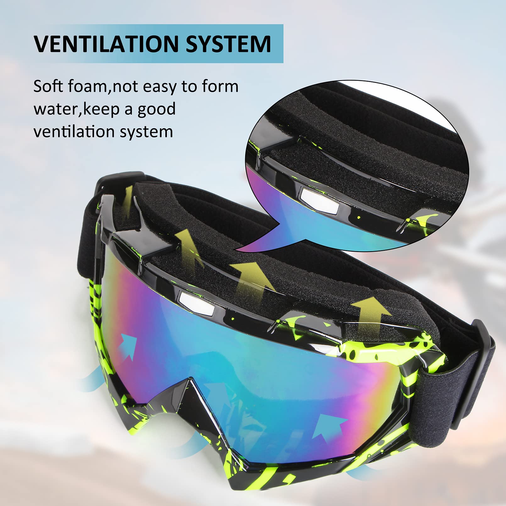 4-FQ Motocross Goggles ATV Goggles Motorcycle Goggles Windproof Dirtbike Goggles Dustproof Racing Goggles Scratch Resistant Moto