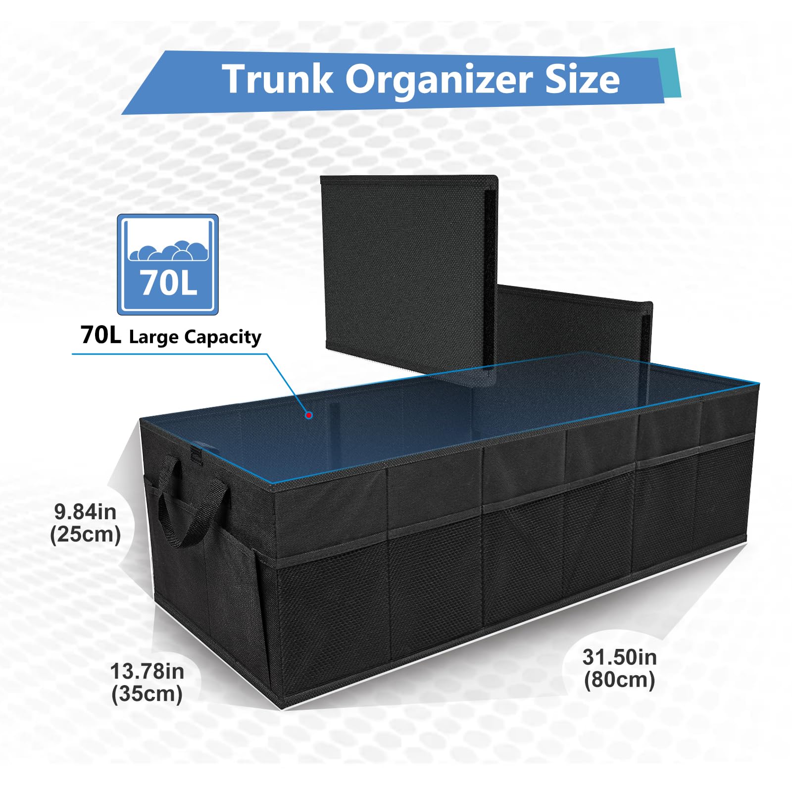 Miu Color Trunk Organizer For Suv (Black 12 Pockets, Large)