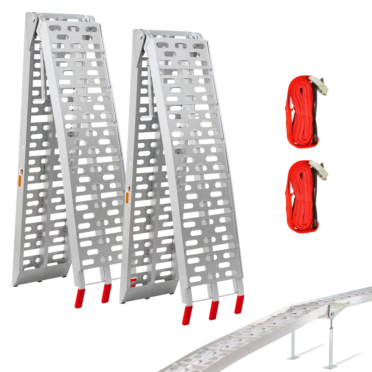 Pensun Truck Loading Ramps With Support Legs, 7.5Ft Aluminum Folding Ramps With 2650Lbs Max Loading, Upgraded Atv Loading Ramps For Pickup Truck, Motorcycles, Dirt Bikes, Lawnmowers, Snowblower / 2Pcs