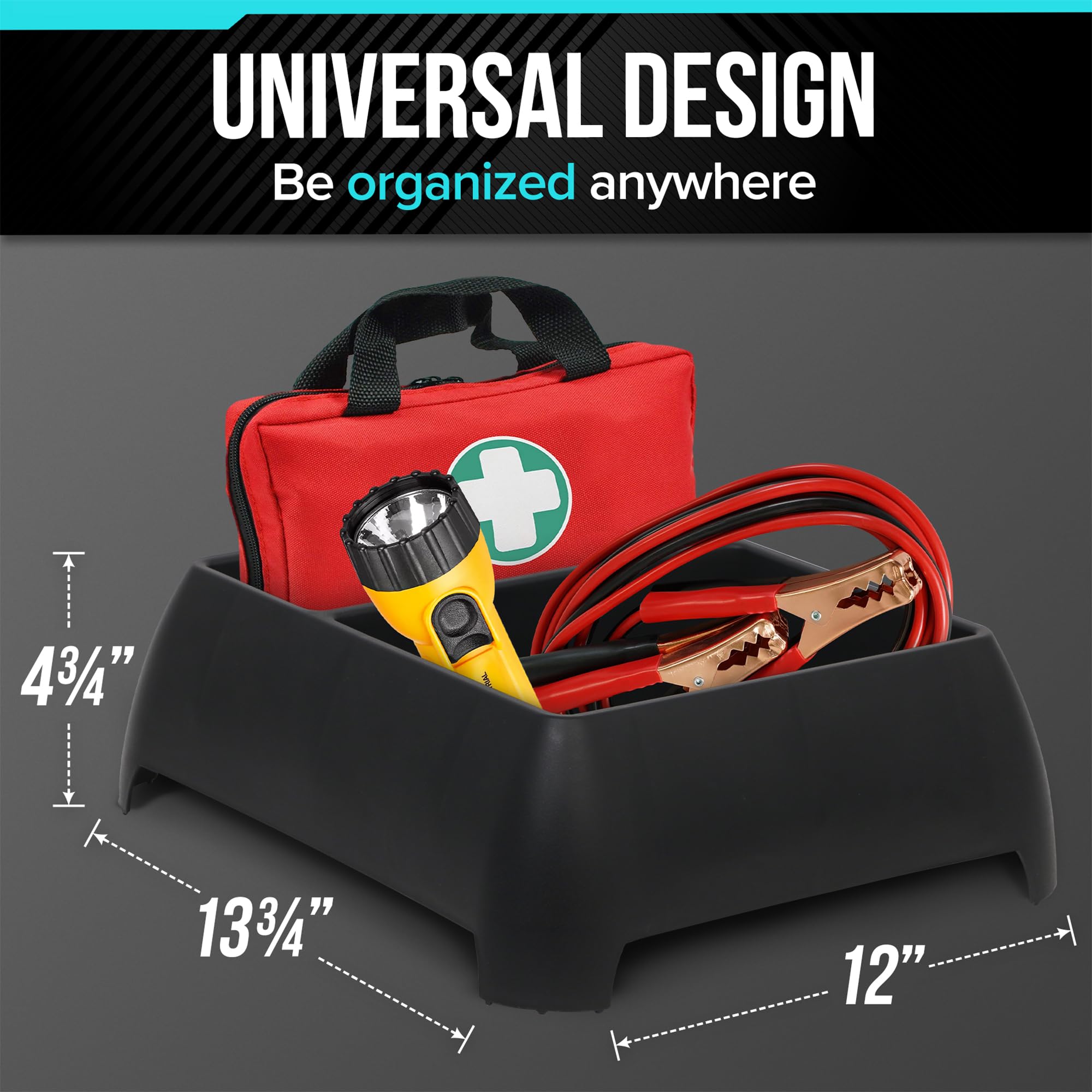 Moblorg Heavy Duty Storage Organizer For Vehicle Trunk, Garage, Under Sink Organizer, Recycled Plastic, Made In Usa (Black)