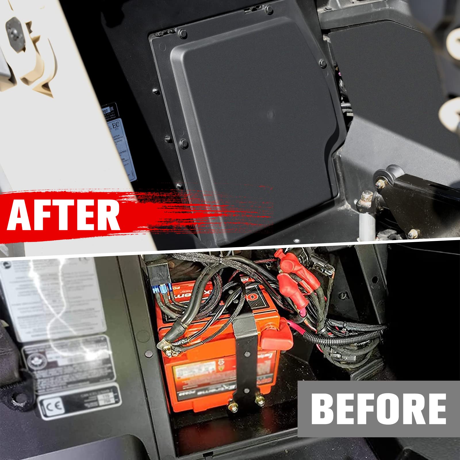 A & UTV PRO Battery Cover Plate Kit for Can am Maverick X3 MAX 2017-2024 All Models Accessories, Black, 1PCS