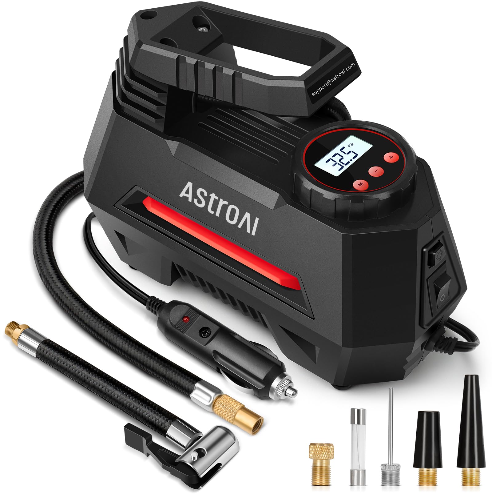 Astroai Tire Inflator Portable Air Compressor Air Pump For Car Tires - Car Accessories, 12V Dc Auto Tire Pump With Digital Press