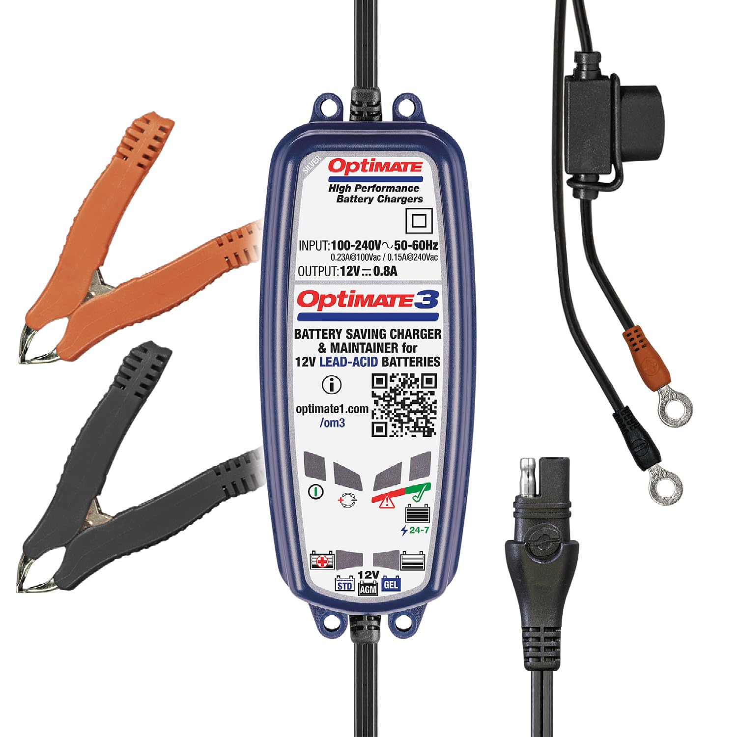 Optimate 3, Tm-431, 7-Step 12V 0.8A Sealed Battery Saving Charger & Maintainer