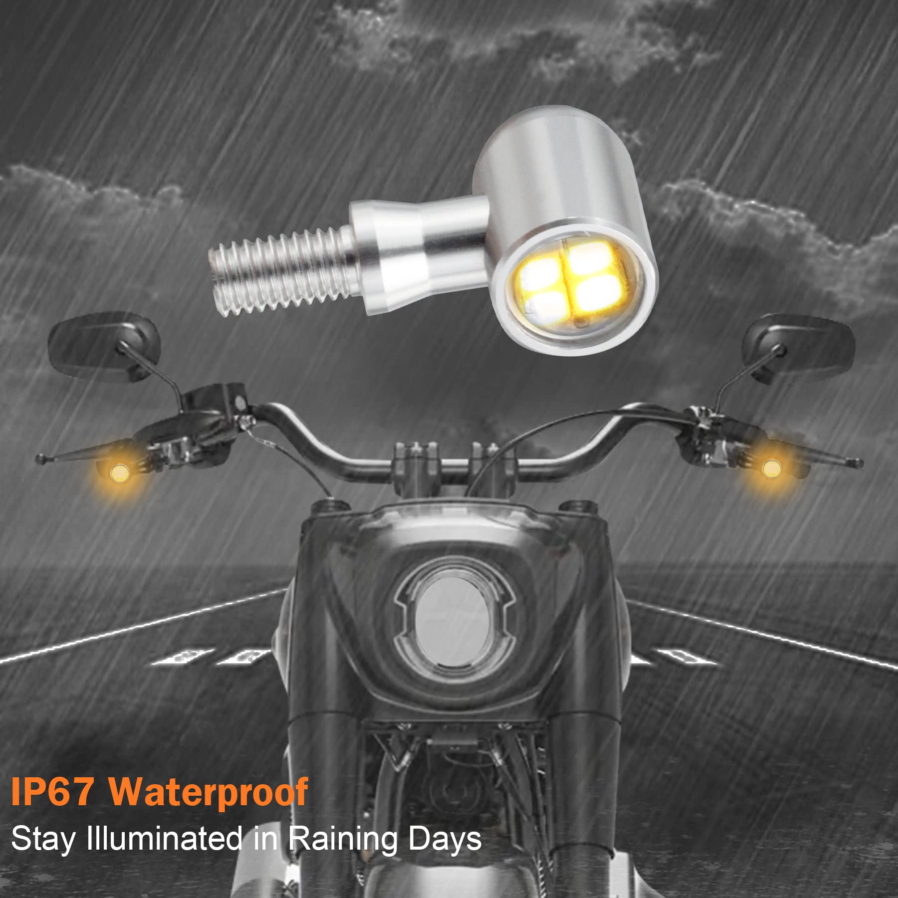 Quasco Led Motorcycle Turn Signal Lights Universal Mini Blinkers Front Indicator Compatible With Harley Honda Kawasaki Suzuki Tr