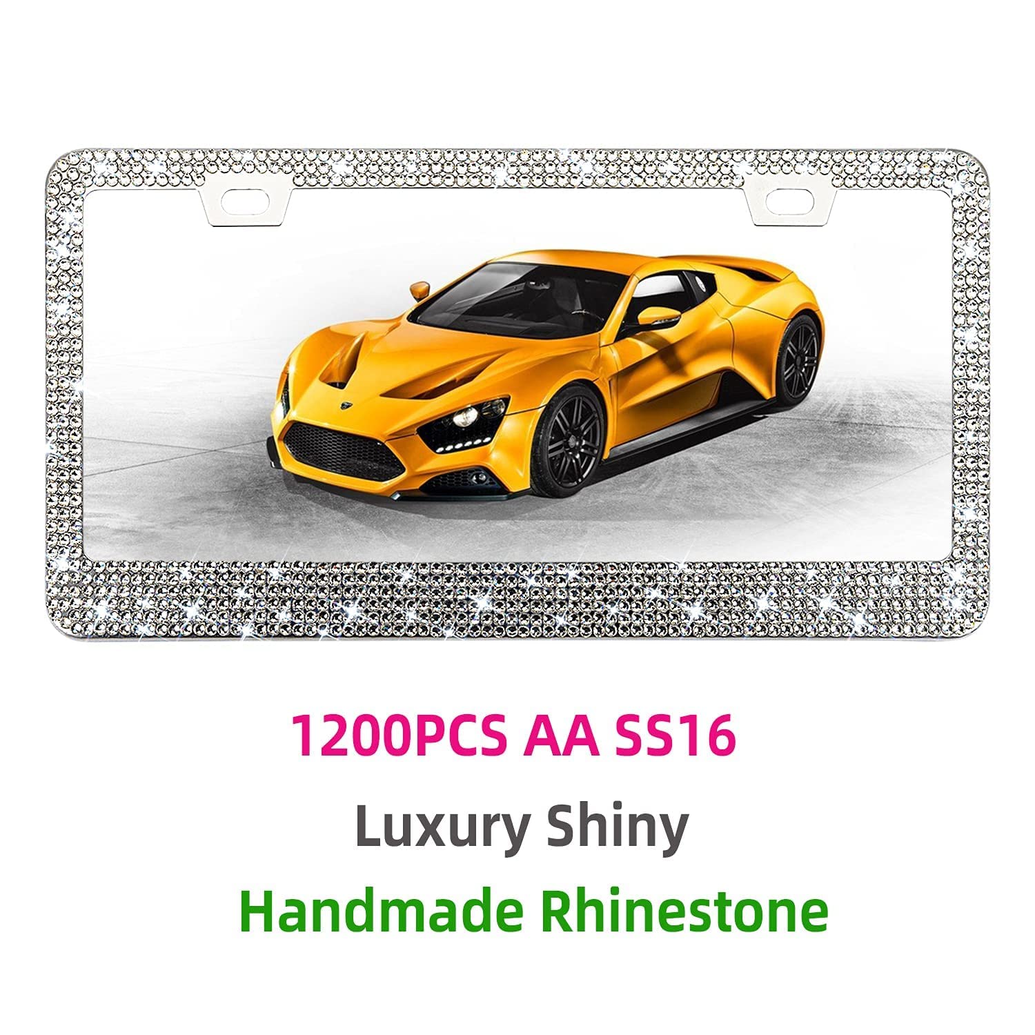 Bling Rhinestone License Plate Frame For Women 2Pc
