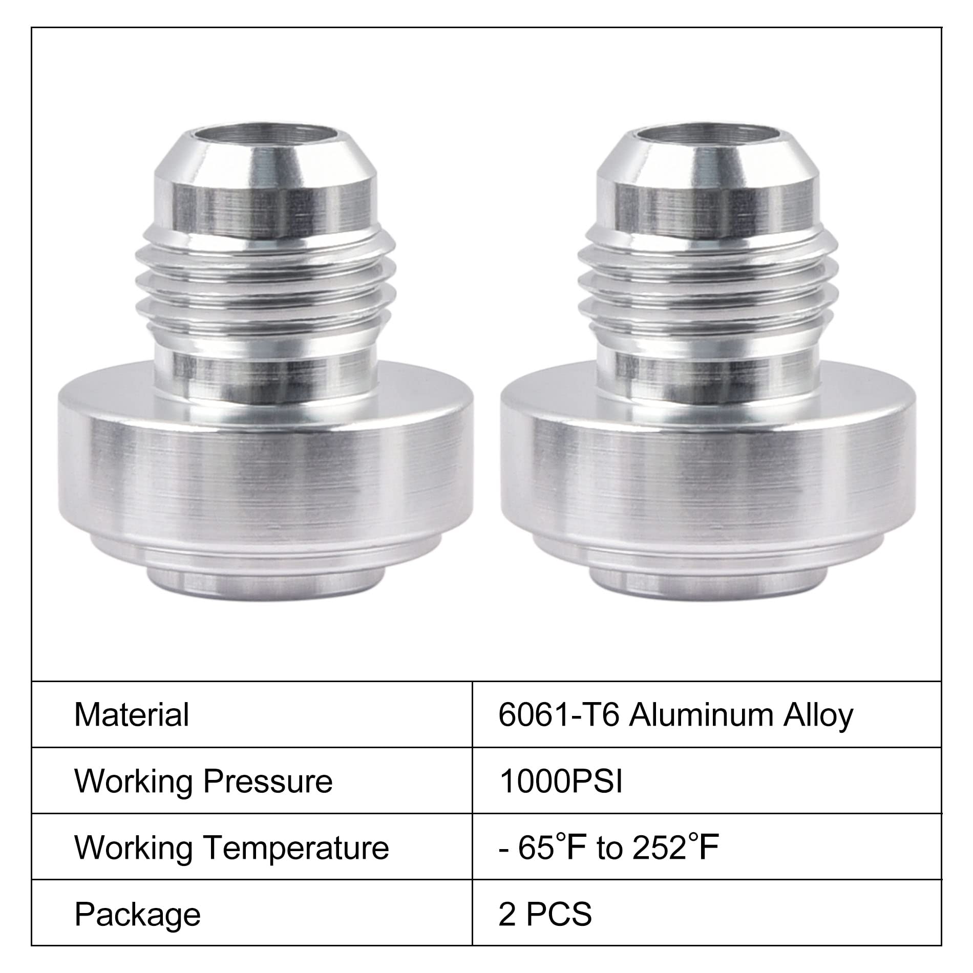 EVIL ENERGY 6AN Male Weld on Bung Fitting Aluminum 2PCS