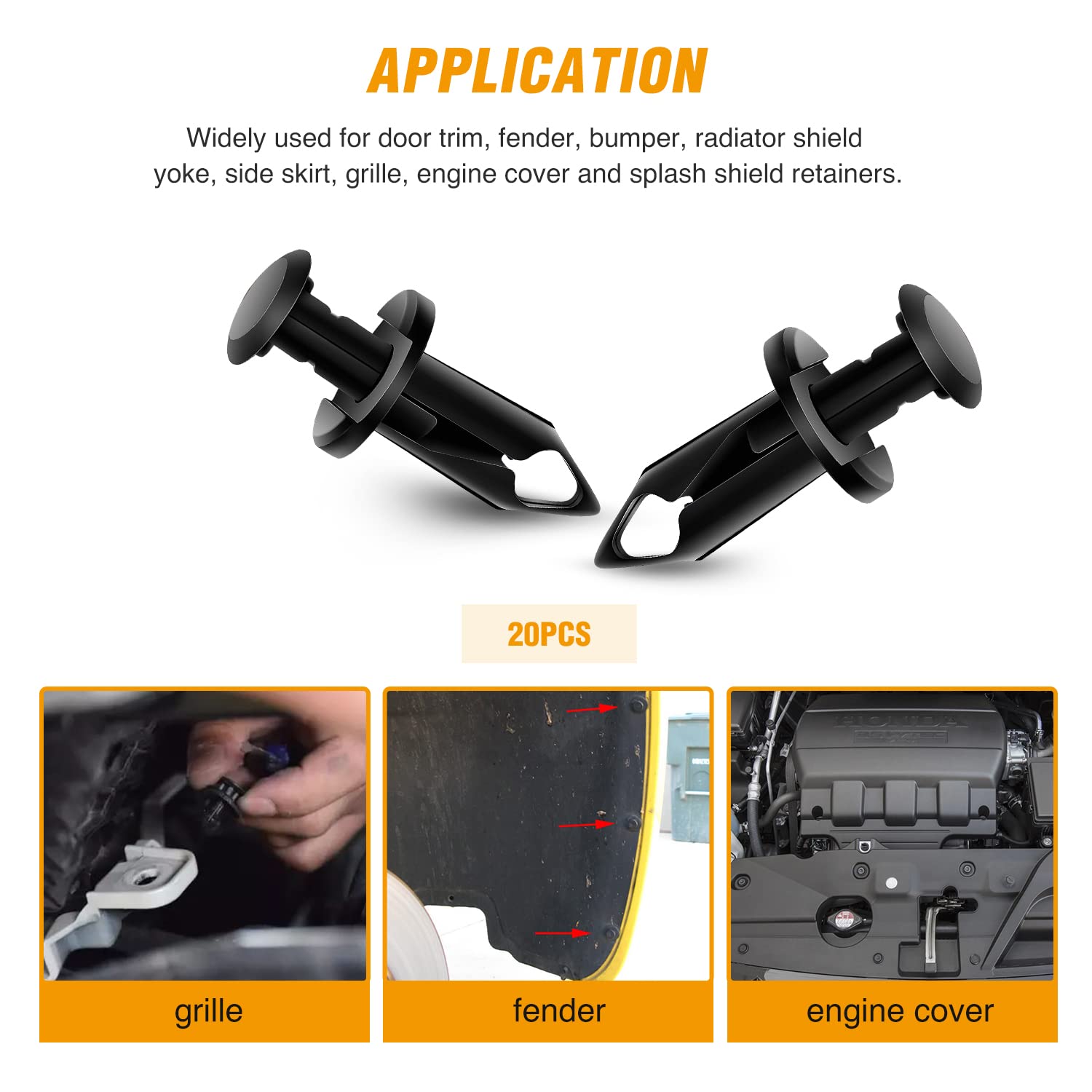 Gooacc 70Pcs Engine Under Cover Splash Shield Guard Body Bolts Bumper Fender Liner Push Retainer Fastener Rivet Clips, Nylon