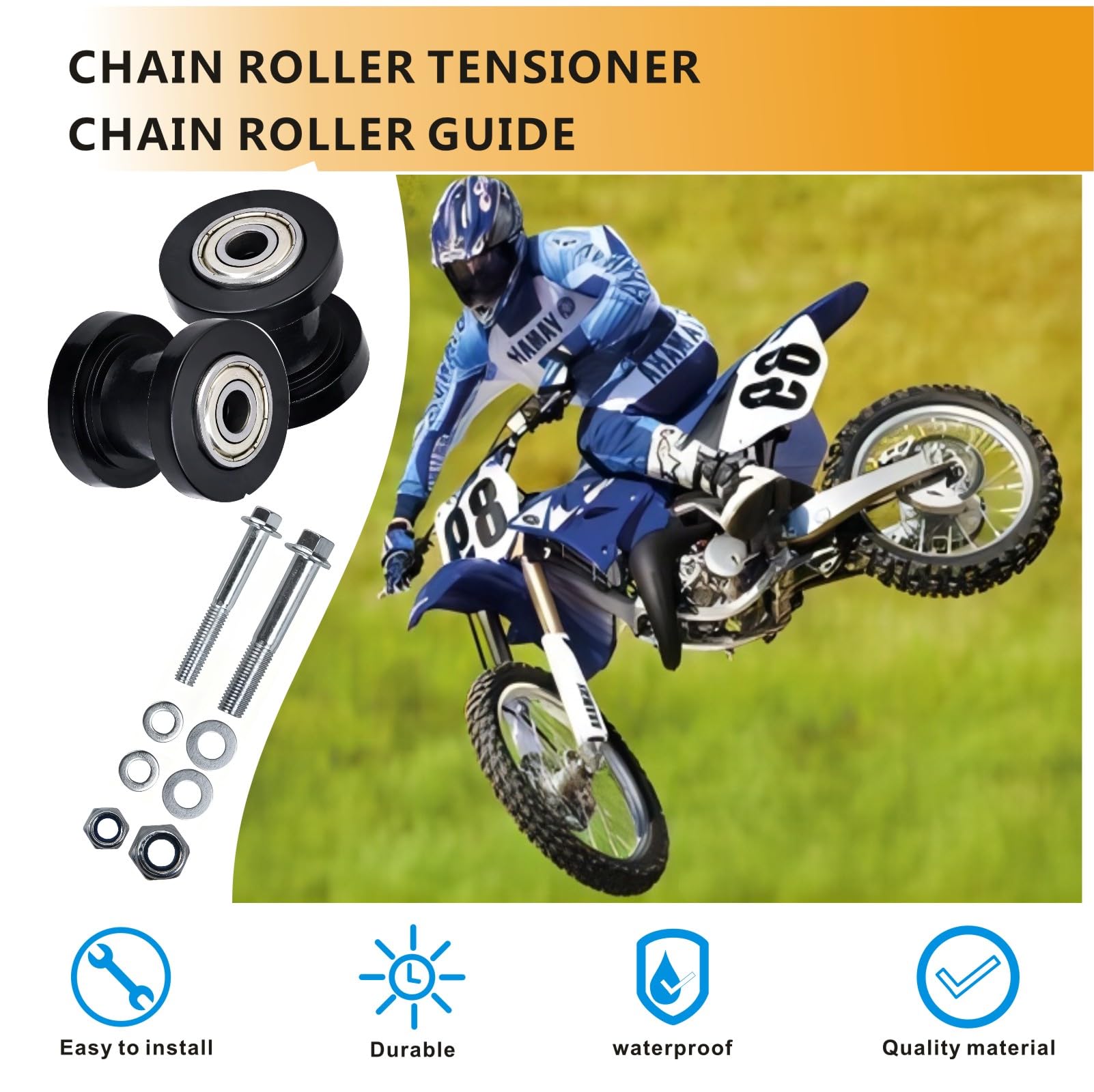 Motcoda 8mm & 8mm Chain Roller Pulley Tensioner Wheel Guide Per for Motorcycle Mini Bike Atv 125cc 140cc 160cc SSR XR125 KLX110